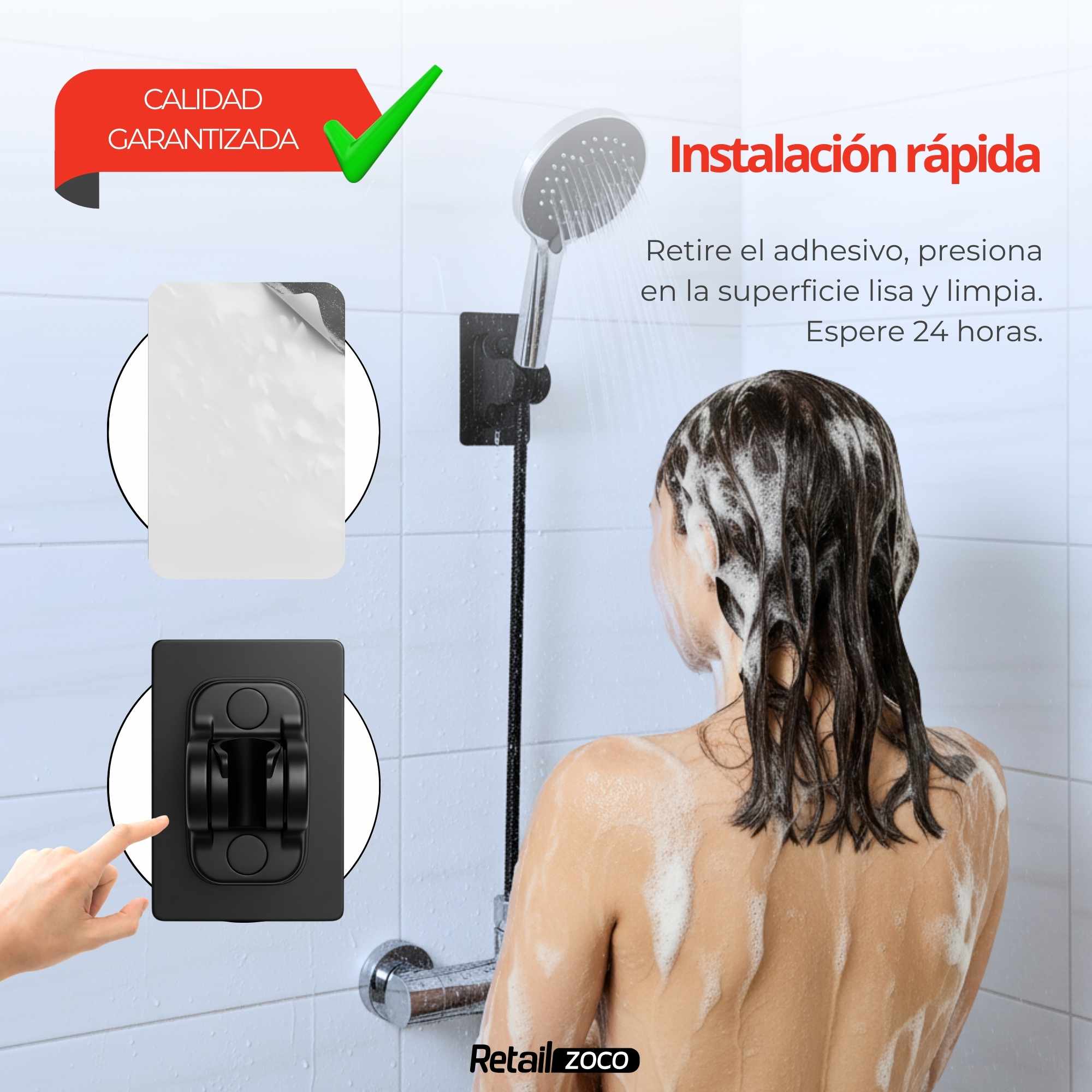 Soporte de Ducha Adhesivo negro - imagen 5