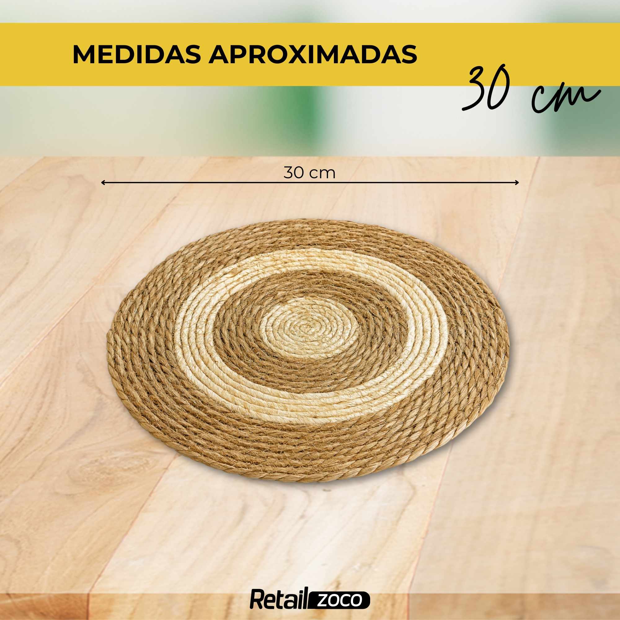 Salvamantel Individuales de Mimbre Circulo 30 cm - imagen 4