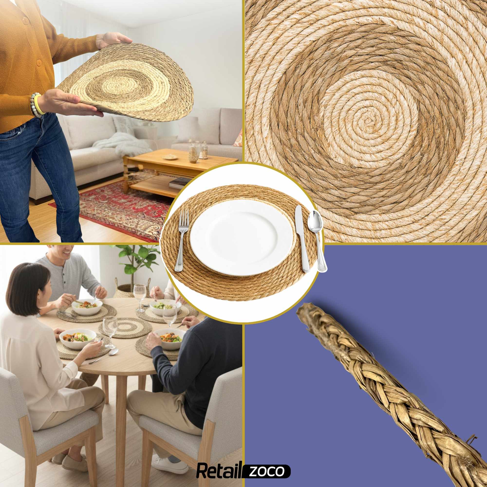 Salvamantel Individuales de Mimbre Circulo 35 cm - imagen 5