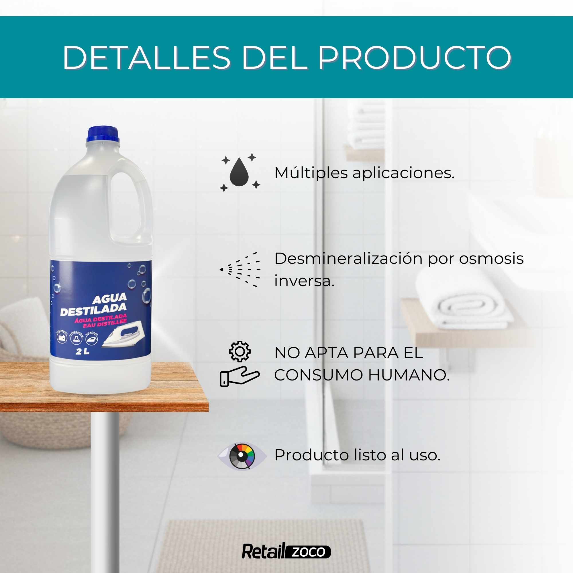Agua Destilada 2 Litros - imagen 3