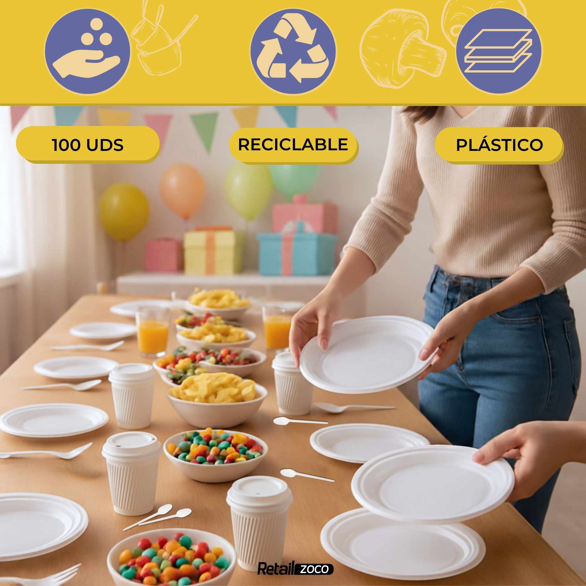 Cucharas de plástico Reutilizable para Postre 12.5 cm Reutilizable 100 unidades - imagen 2