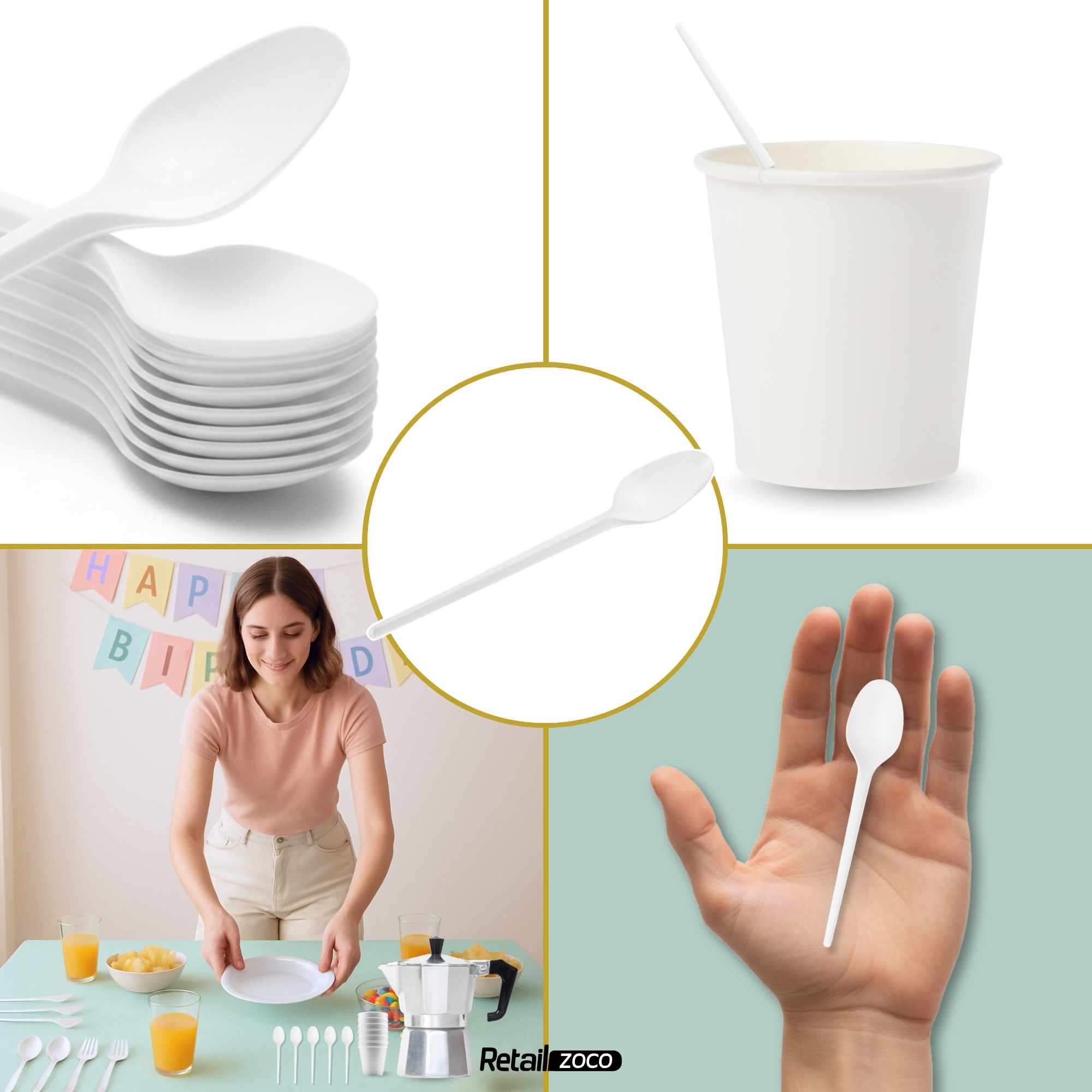 Cucharas de plástico Reutilizable para Postre 12.5 cm Reutilizable 100 unidades - imagen 4