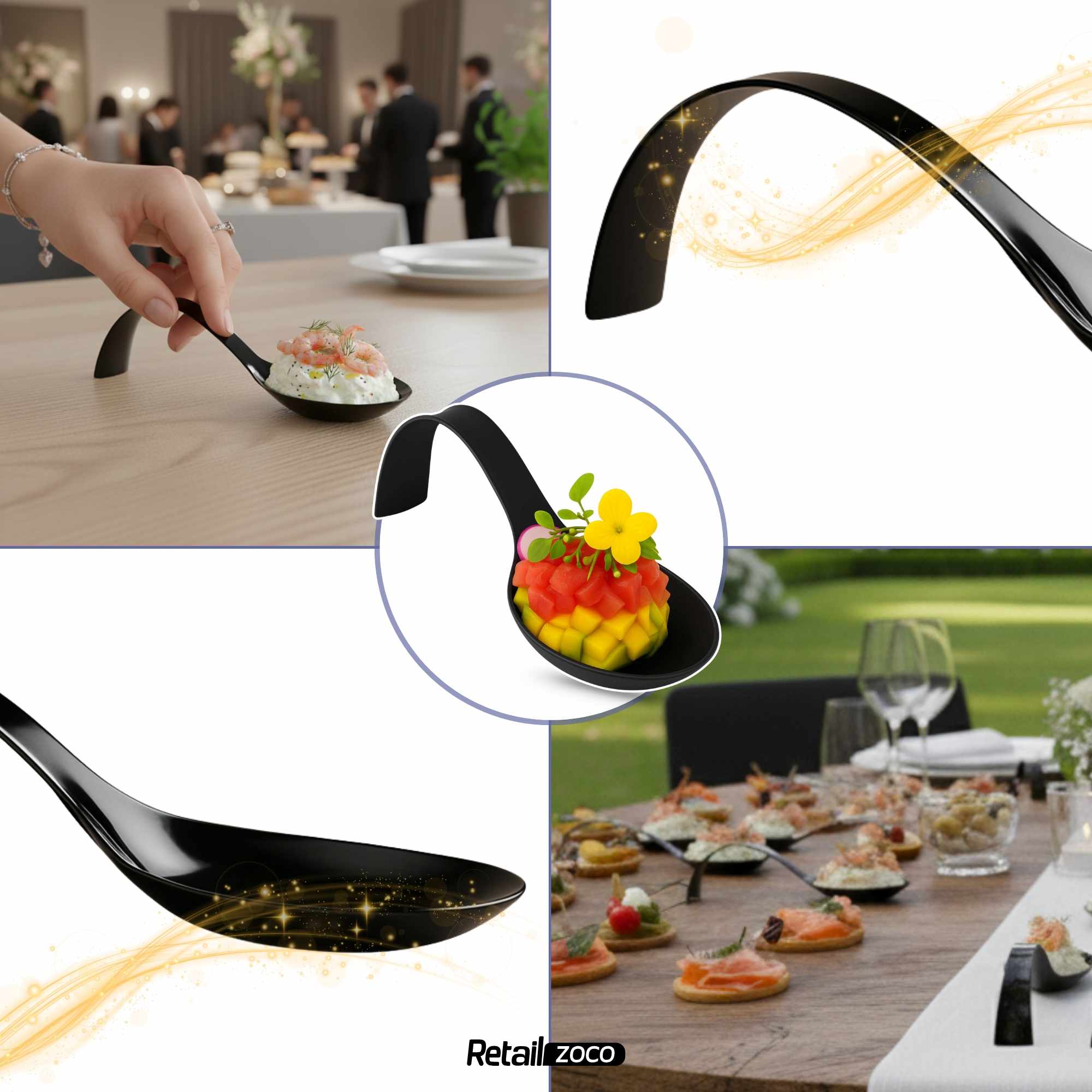 Cucharas Degustación plástico reutilizable negro 50 unidades - imagen 5