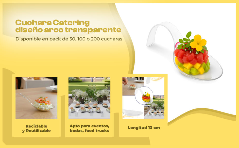 Banner - Cucharas Degustación plástico reutilizable transparente 50 unidades