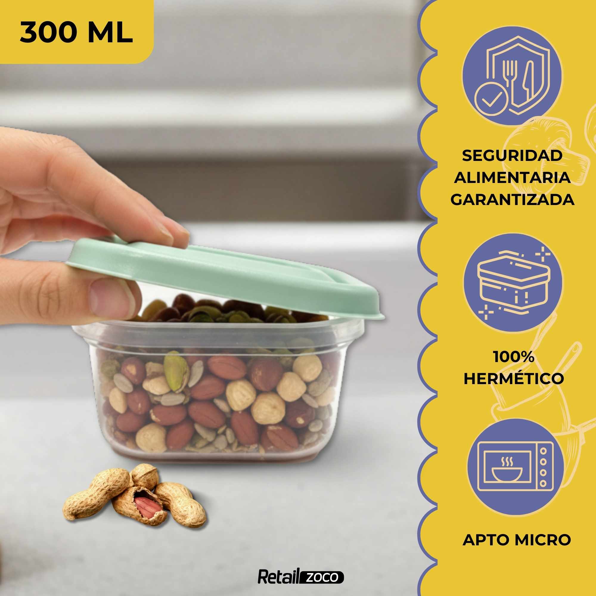 Set 2 Fiambreras 300 Ml plástico Transparente color aleatorio - imagen 3