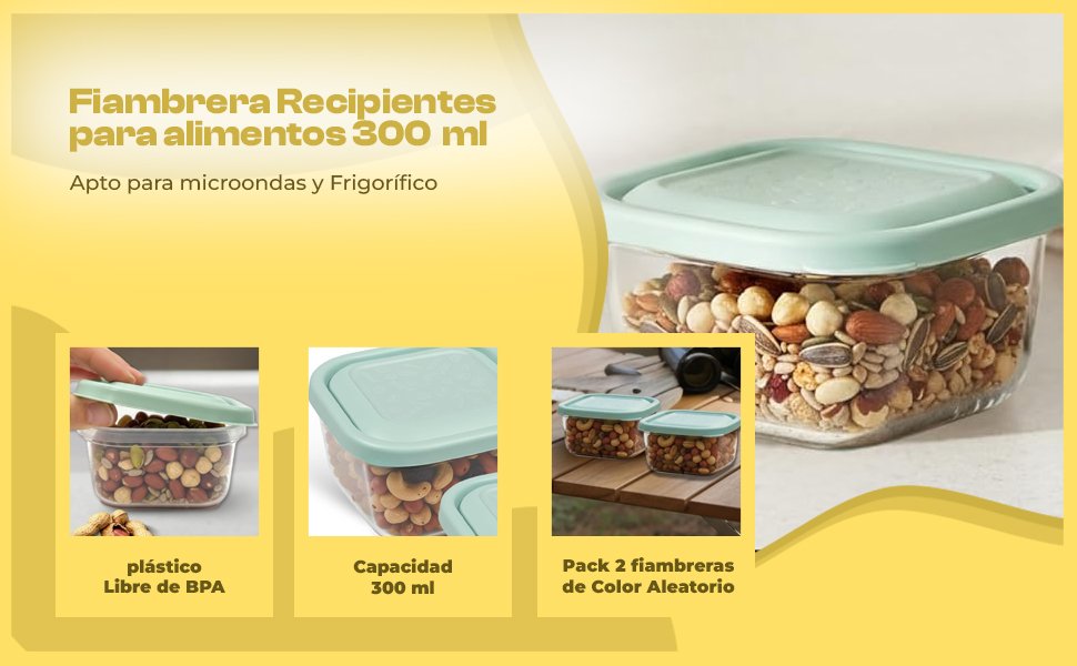 Banner - Set 2 Fiambreras 300 Ml plástico Transparente color aleatorio