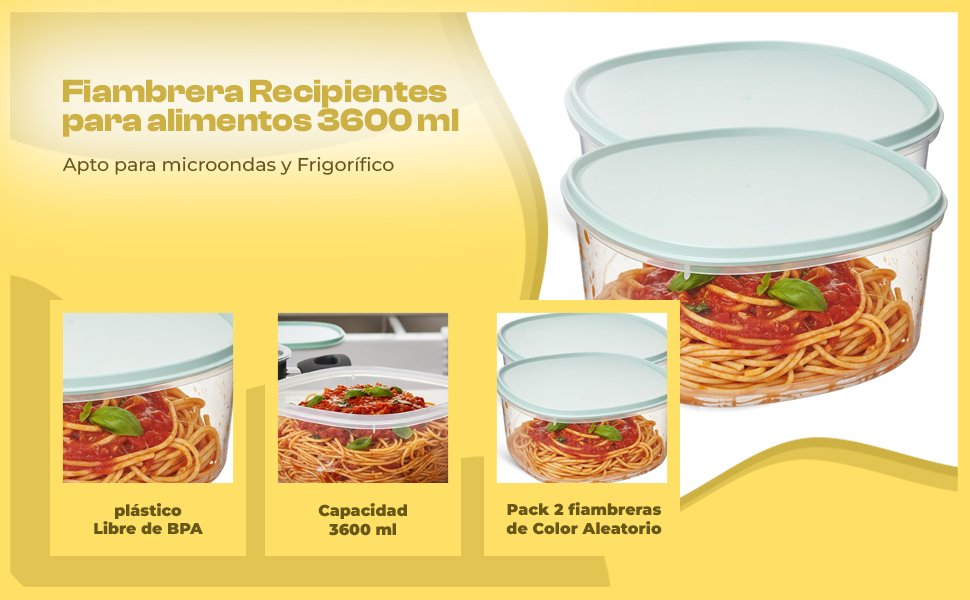 Banner - Set 2 Fiambreras 3600 Ml plástico Transparente color aleatorio