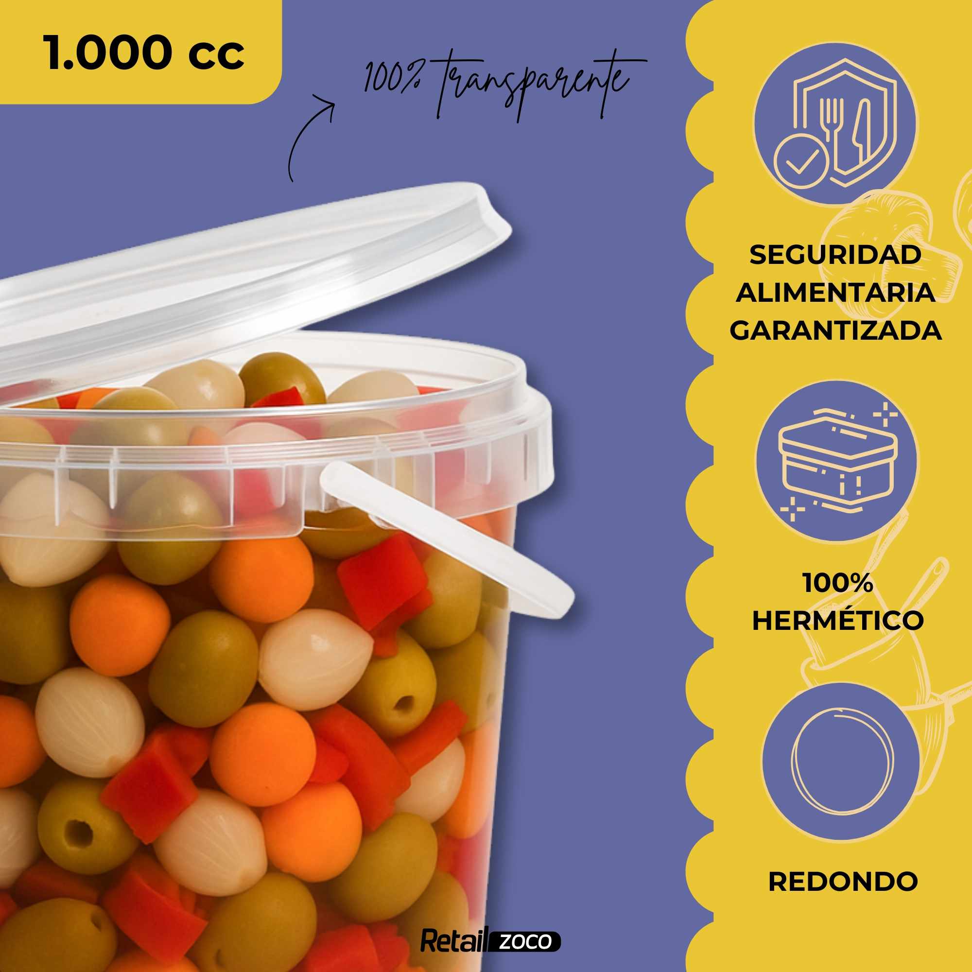 Cubo de plástico 1000cc redondo - imagen 3