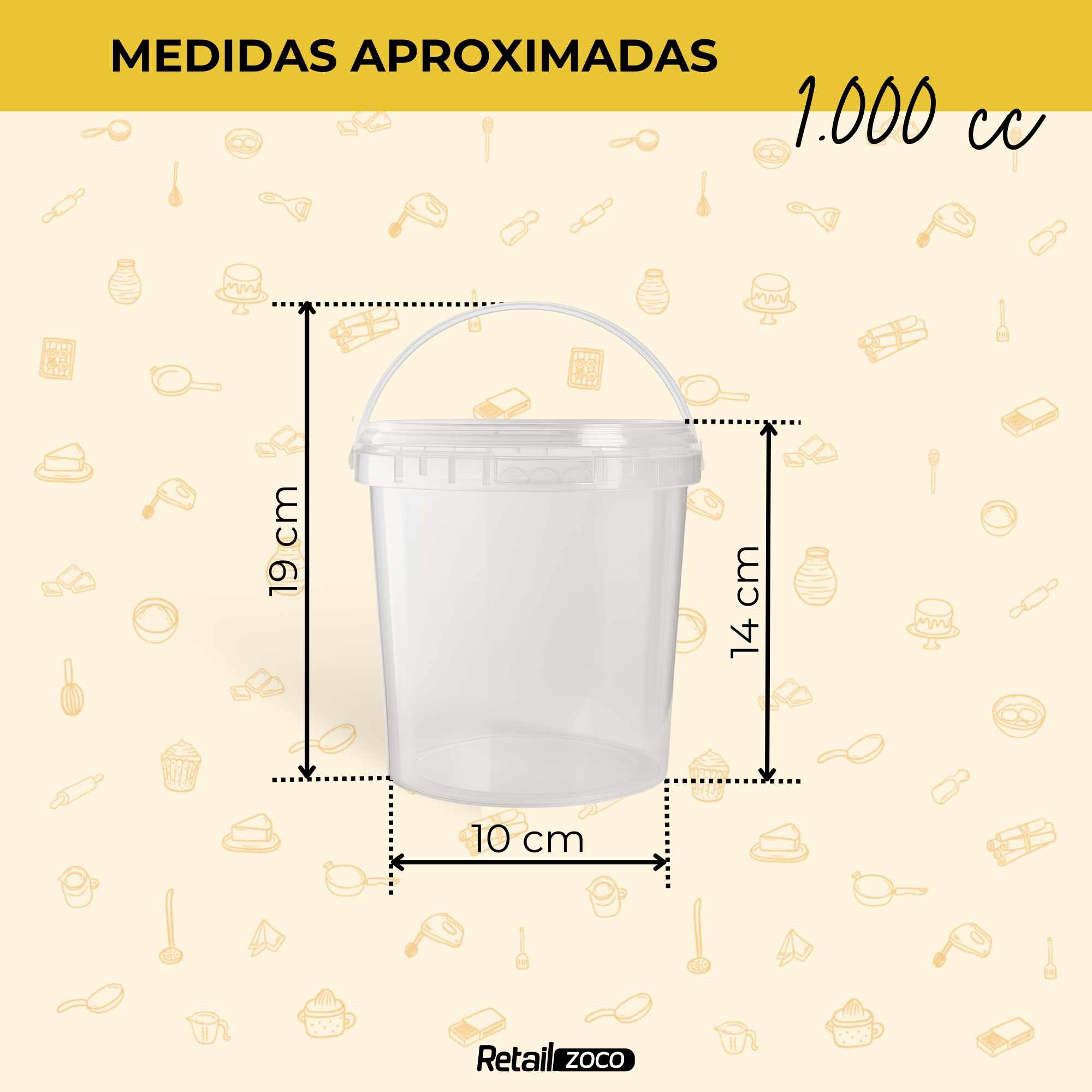 Cubo de plástico 1000cc redondo - imagen 4