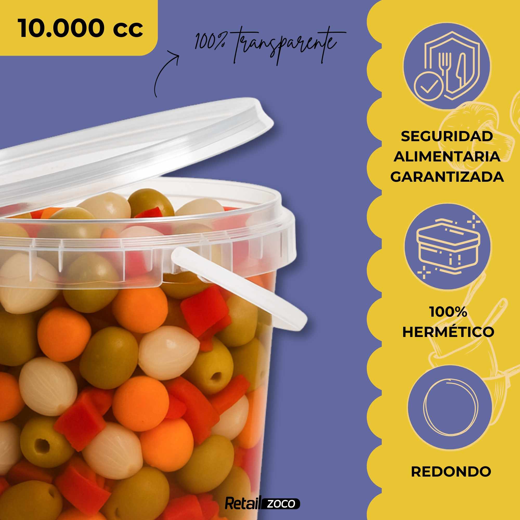 Cubo de plástico 10000cc redondo - imagen 3