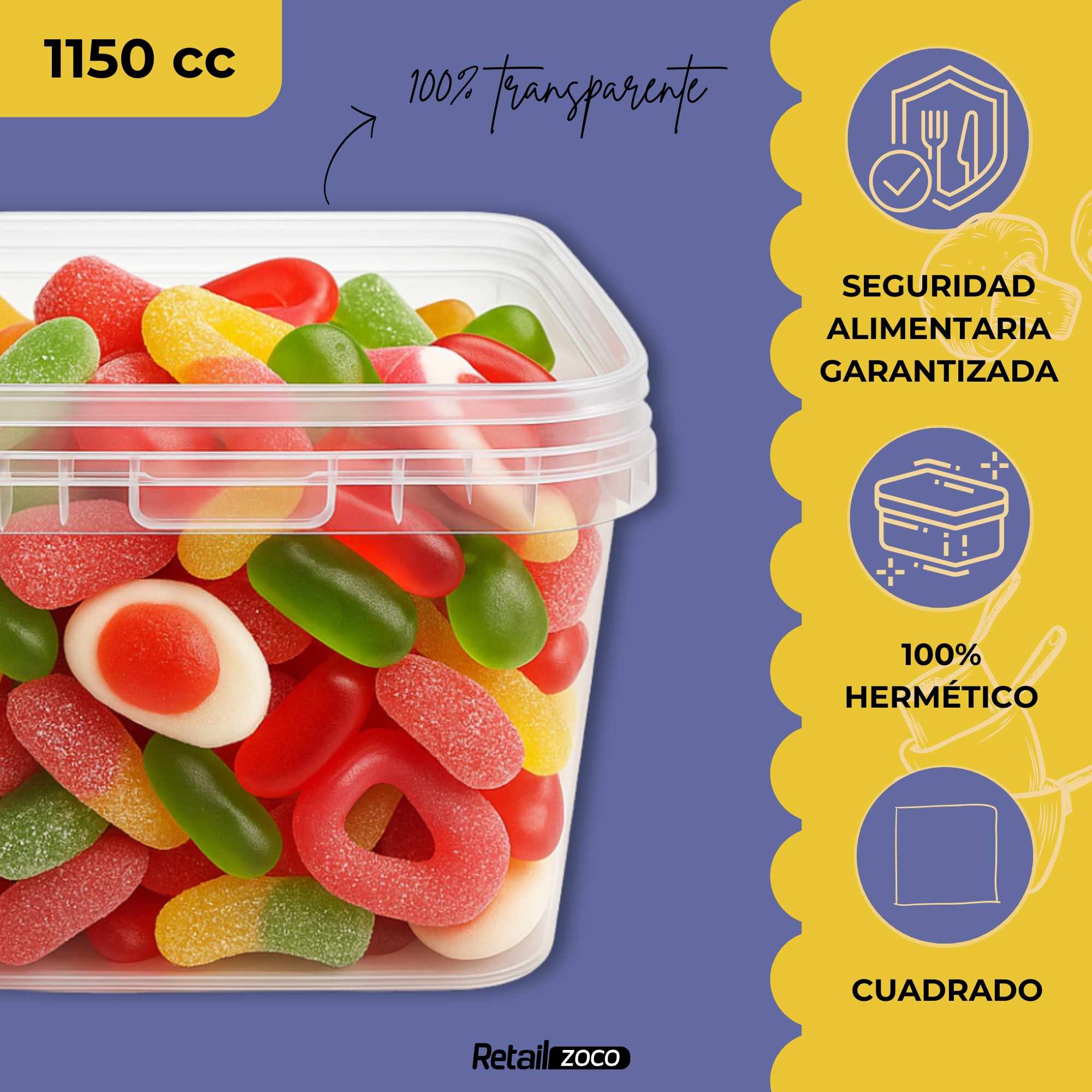 Cubo de plástico 1150 cc cuadrado - imagen 3