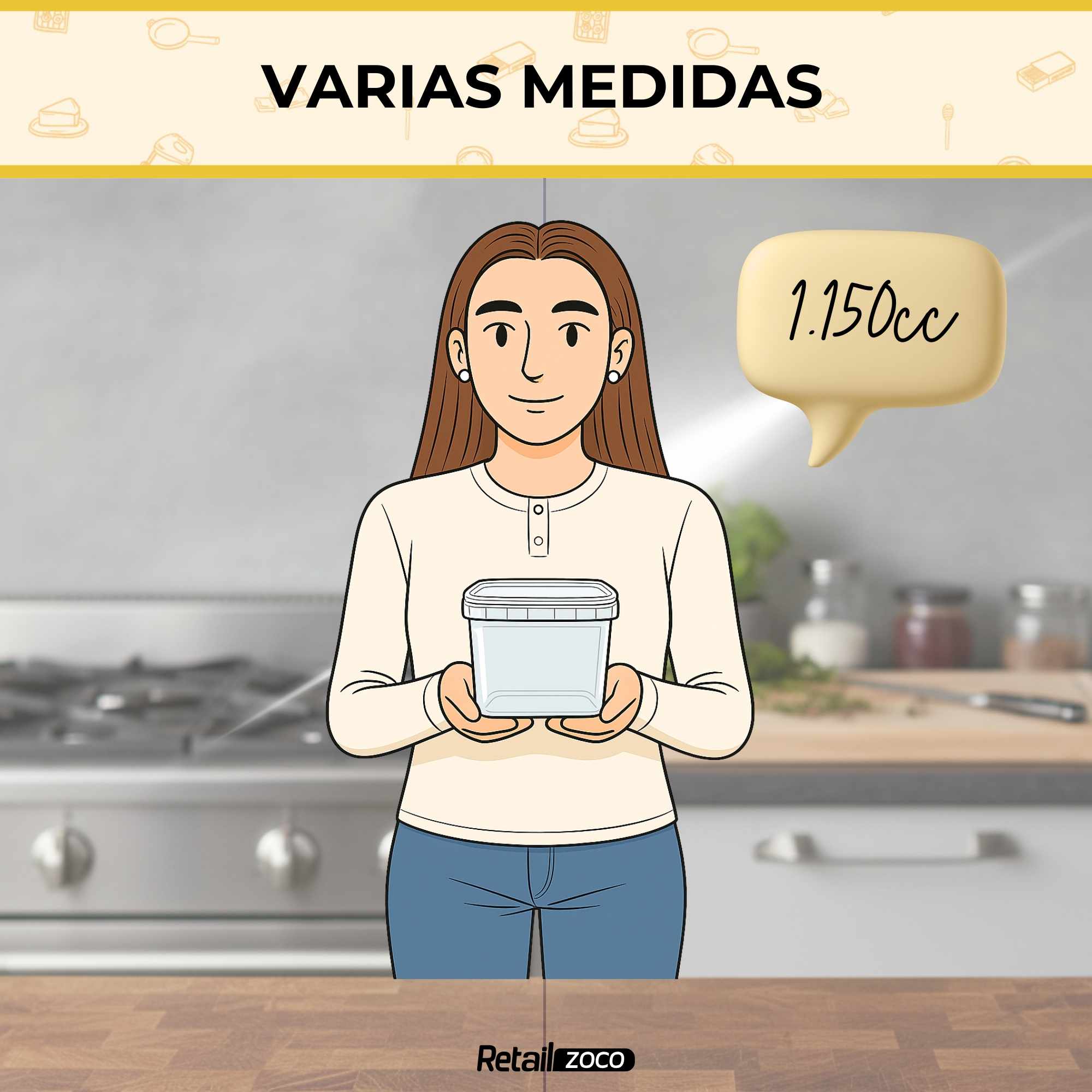 Cubo de plástico 1150 cc cuadrado - imagen 6