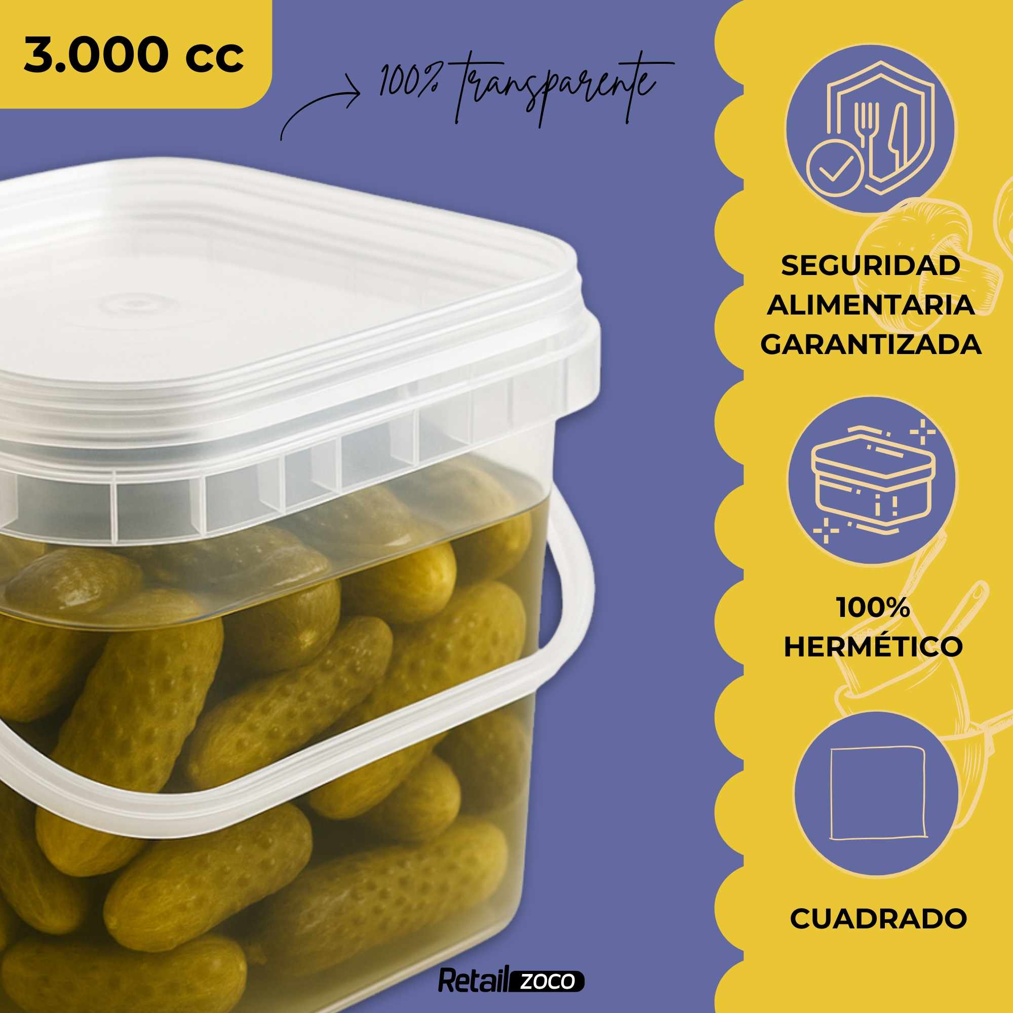 Cubo de plástico 3000 cc cuadrado - imagen 3