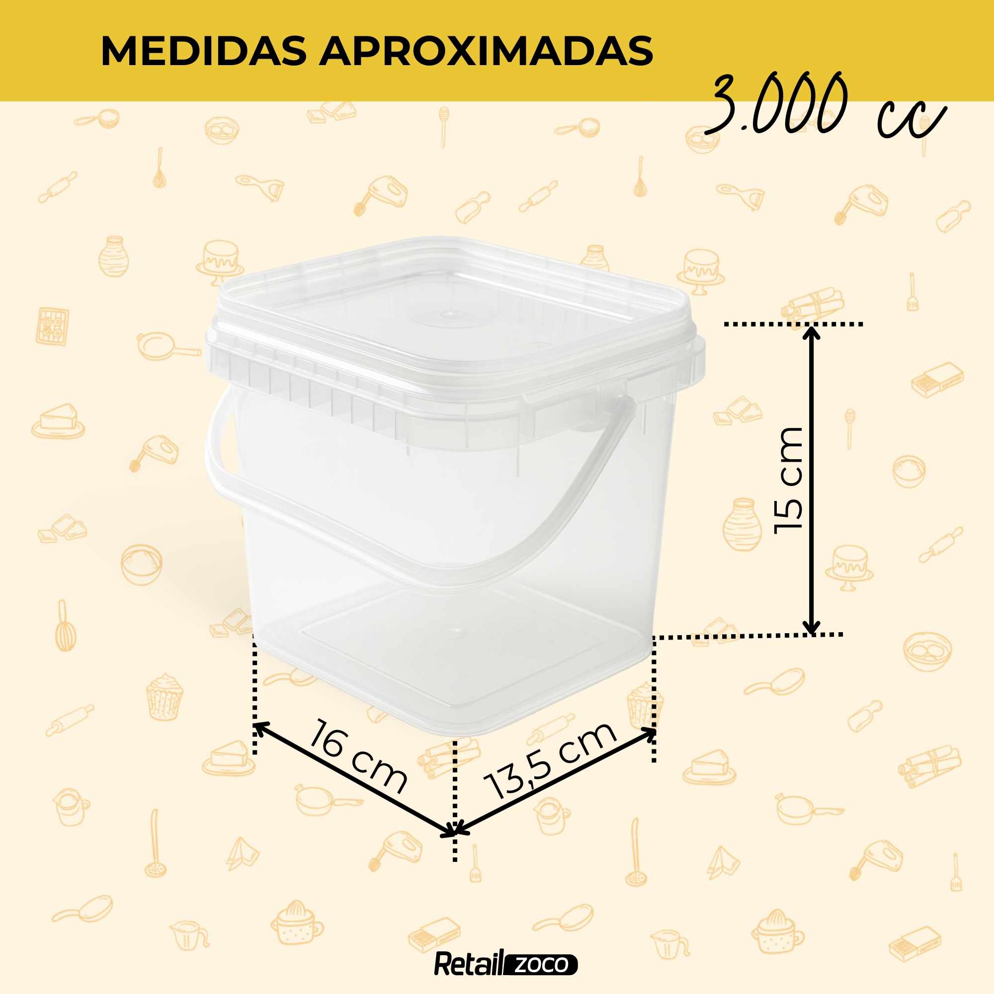 Cubo de plástico 3000 cc cuadrado - imagen 4