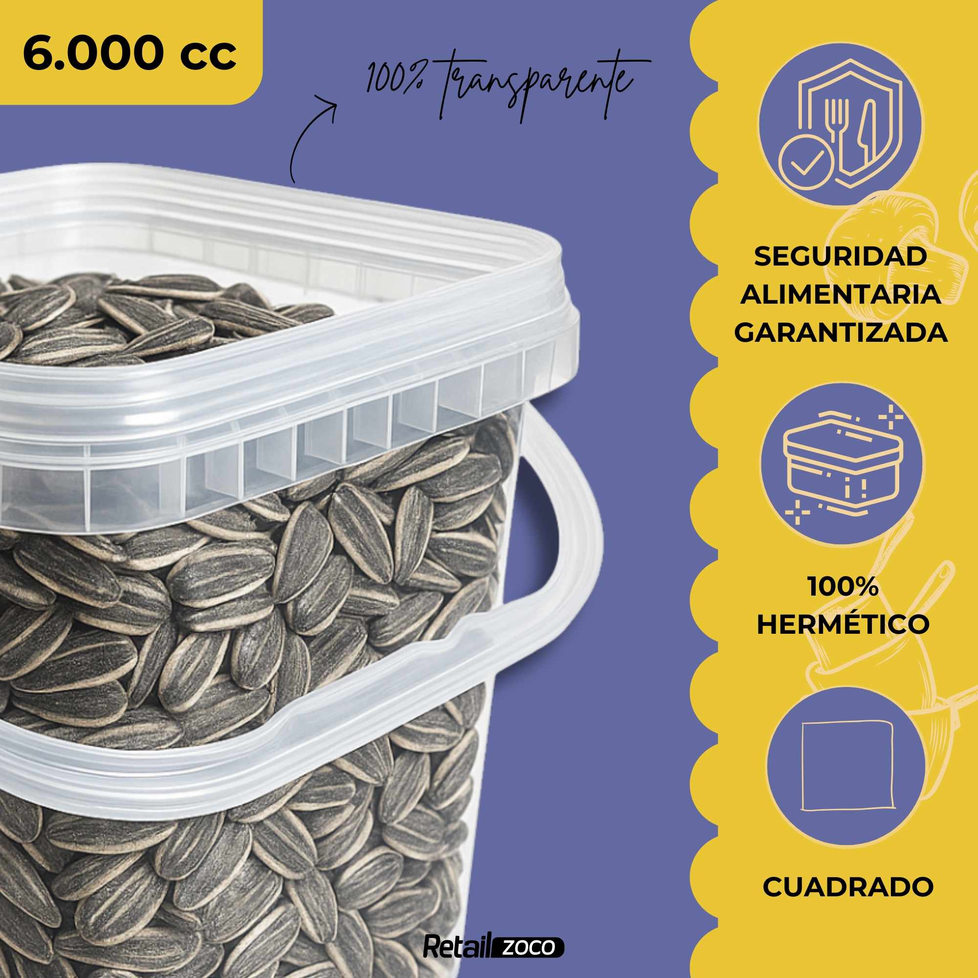 Cubo de plástico 6000 cc cuadrado - imagen 3