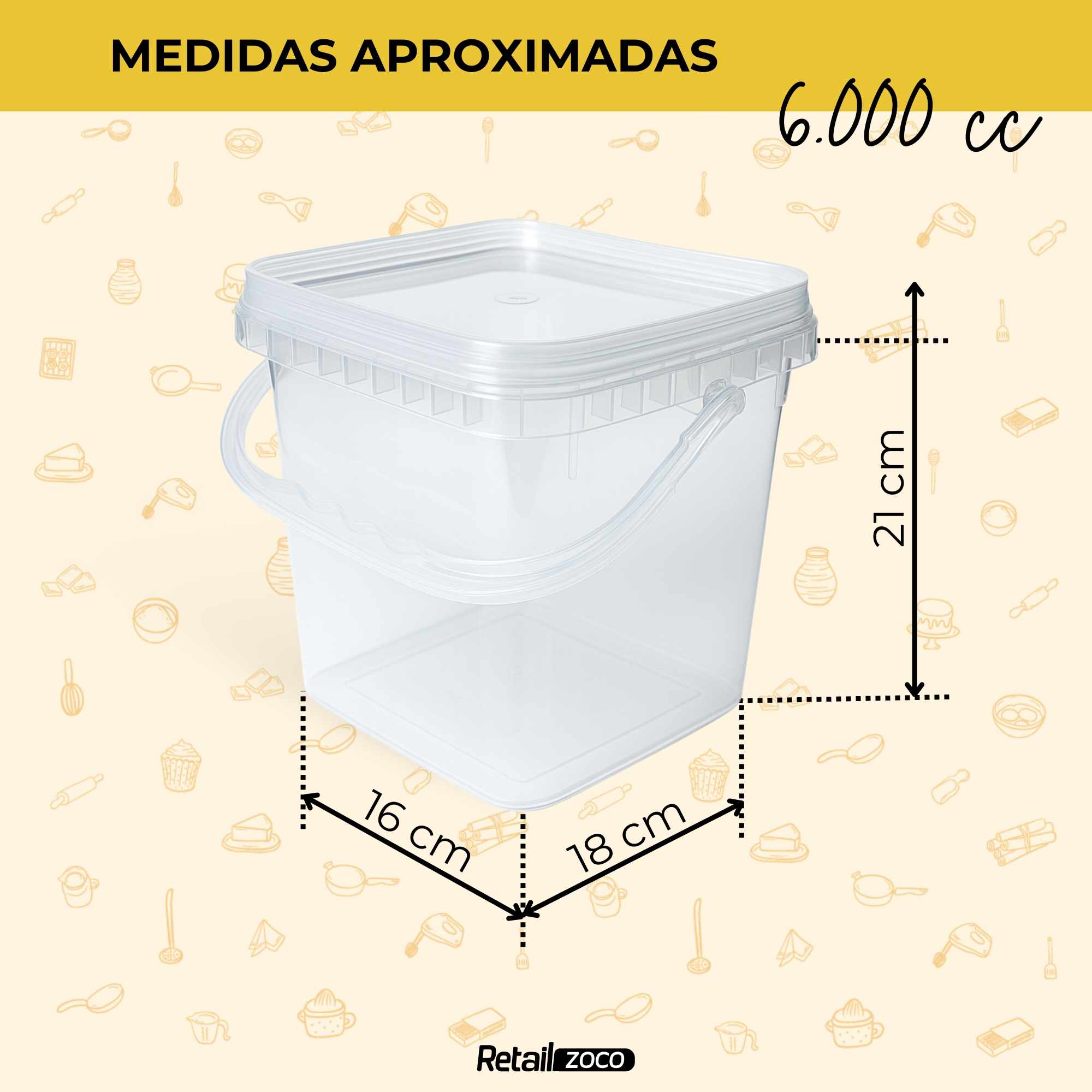 Cubo de plástico 6000 cc cuadrado - imagen 4