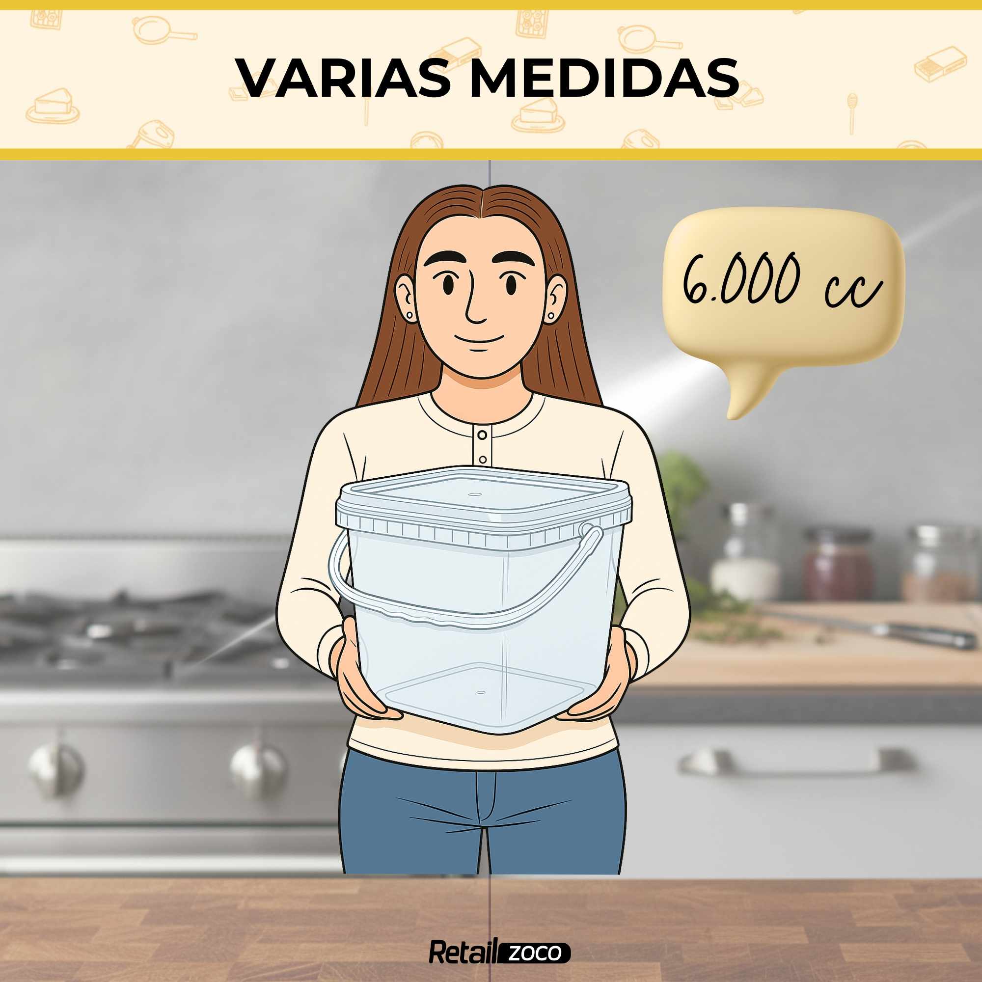 Cubo de plástico 6000 cc cuadrado - imagen 6