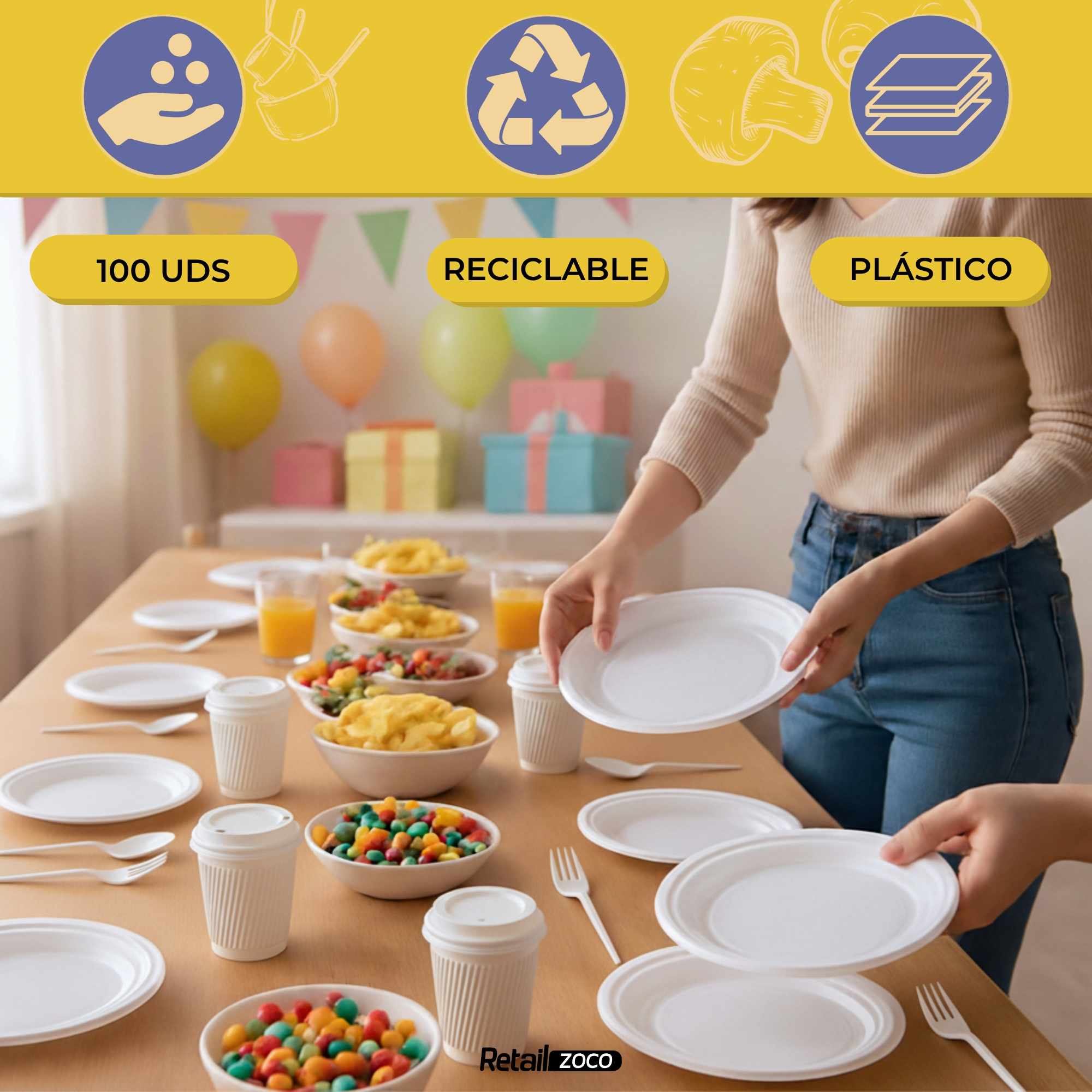 Tenedores de plástico Reutilizable 16.5 cm Pack 100 unidades - imagen 2