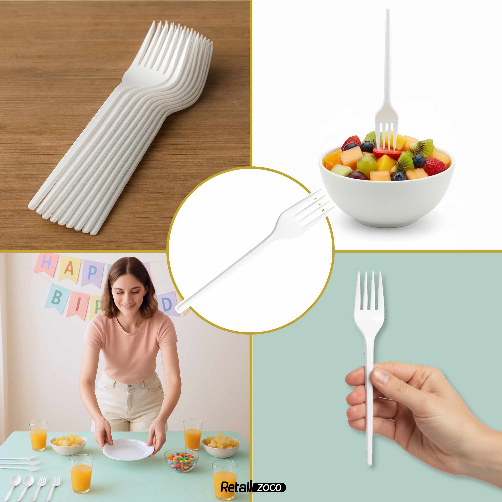 Tenedores de plástico Reutilizable 16.5 cm Pack 100 unidades - imagen 4