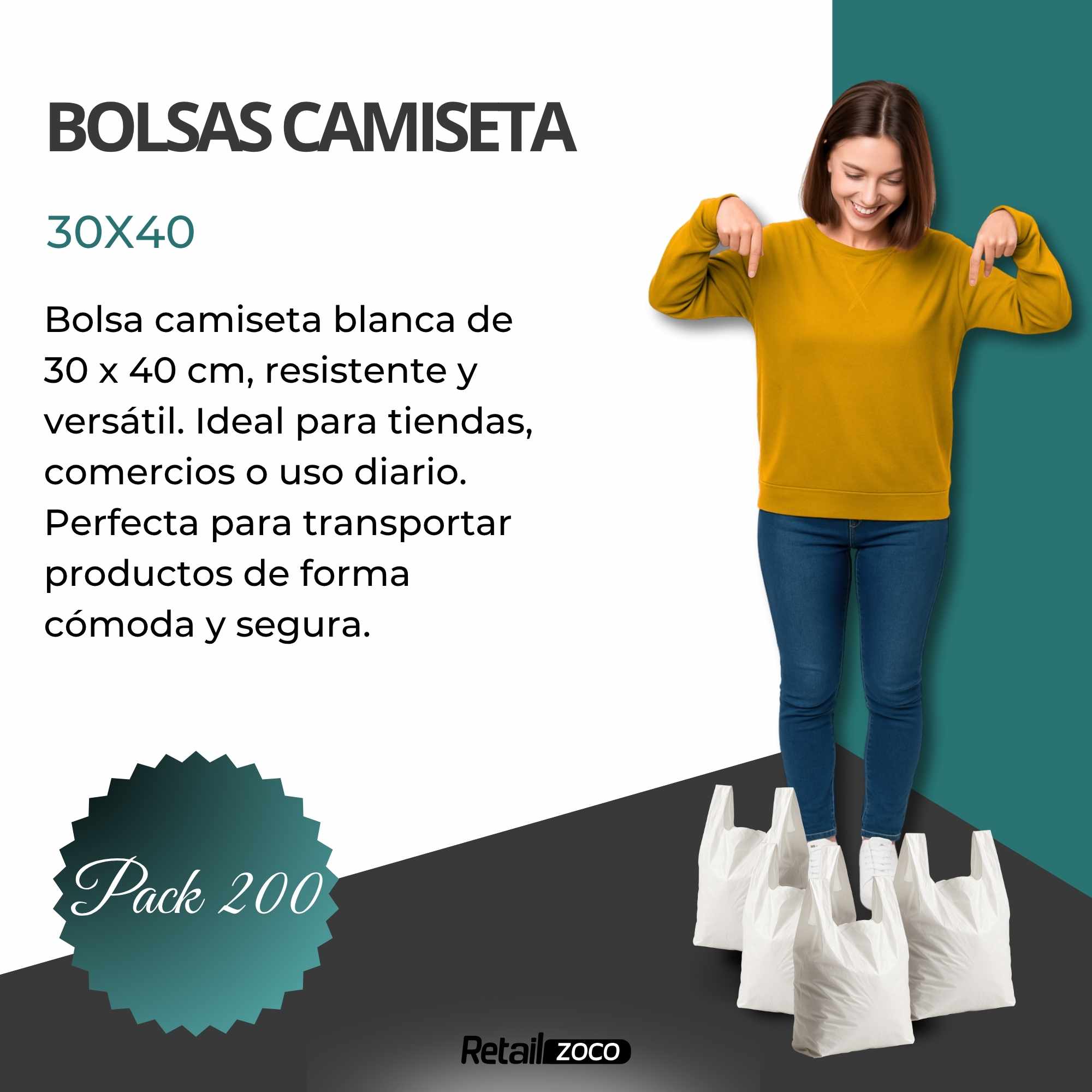 Bolsas de Plastico 30x40 cm blancas pack 200 unidades - imagen 2