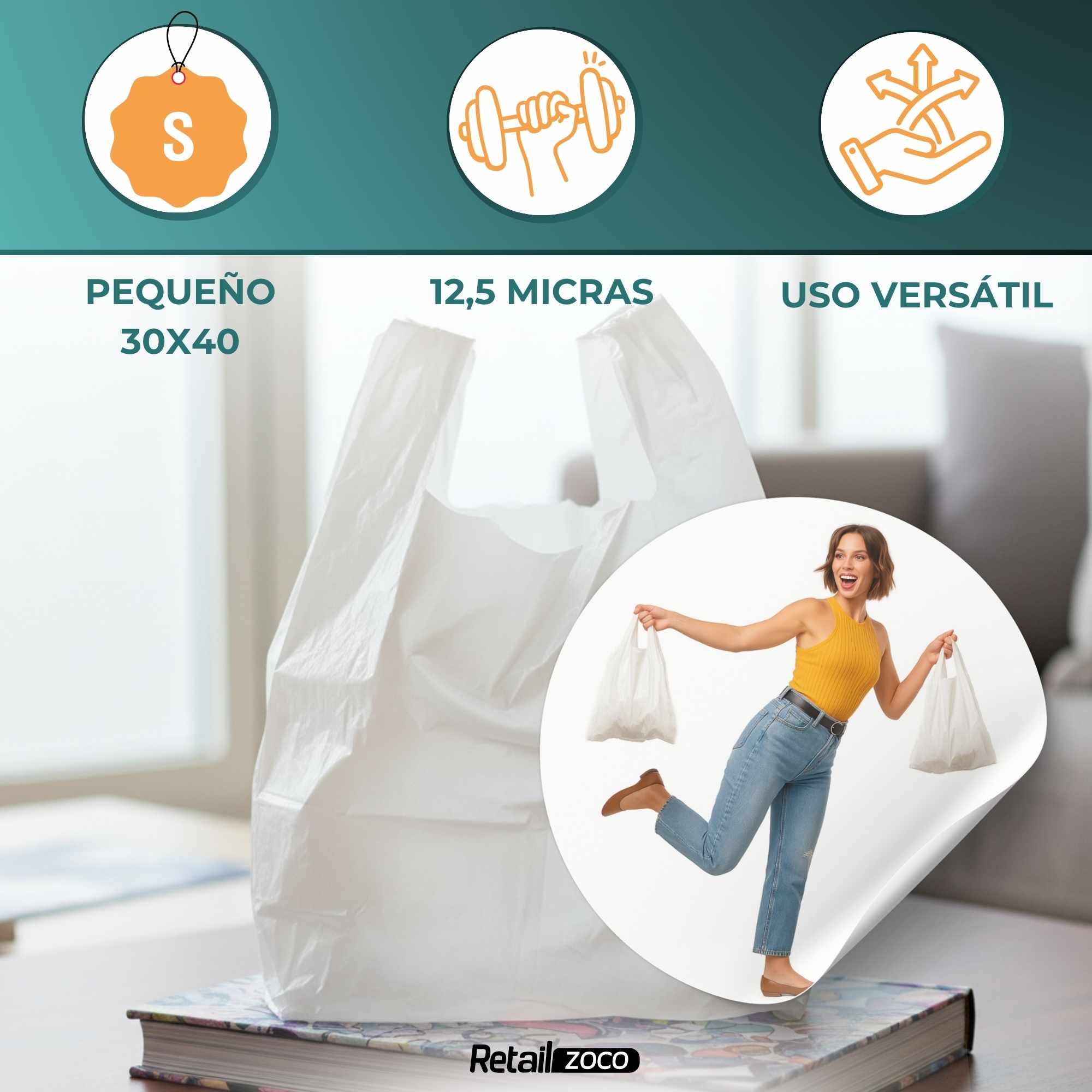 Bolsas de Plastico 30x40 cm blancas pack 200 unidades - imagen 3