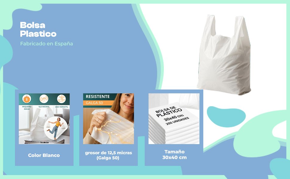 Banner - Bolsas de Plastico 30x40 cm blancas pack 200 unidades