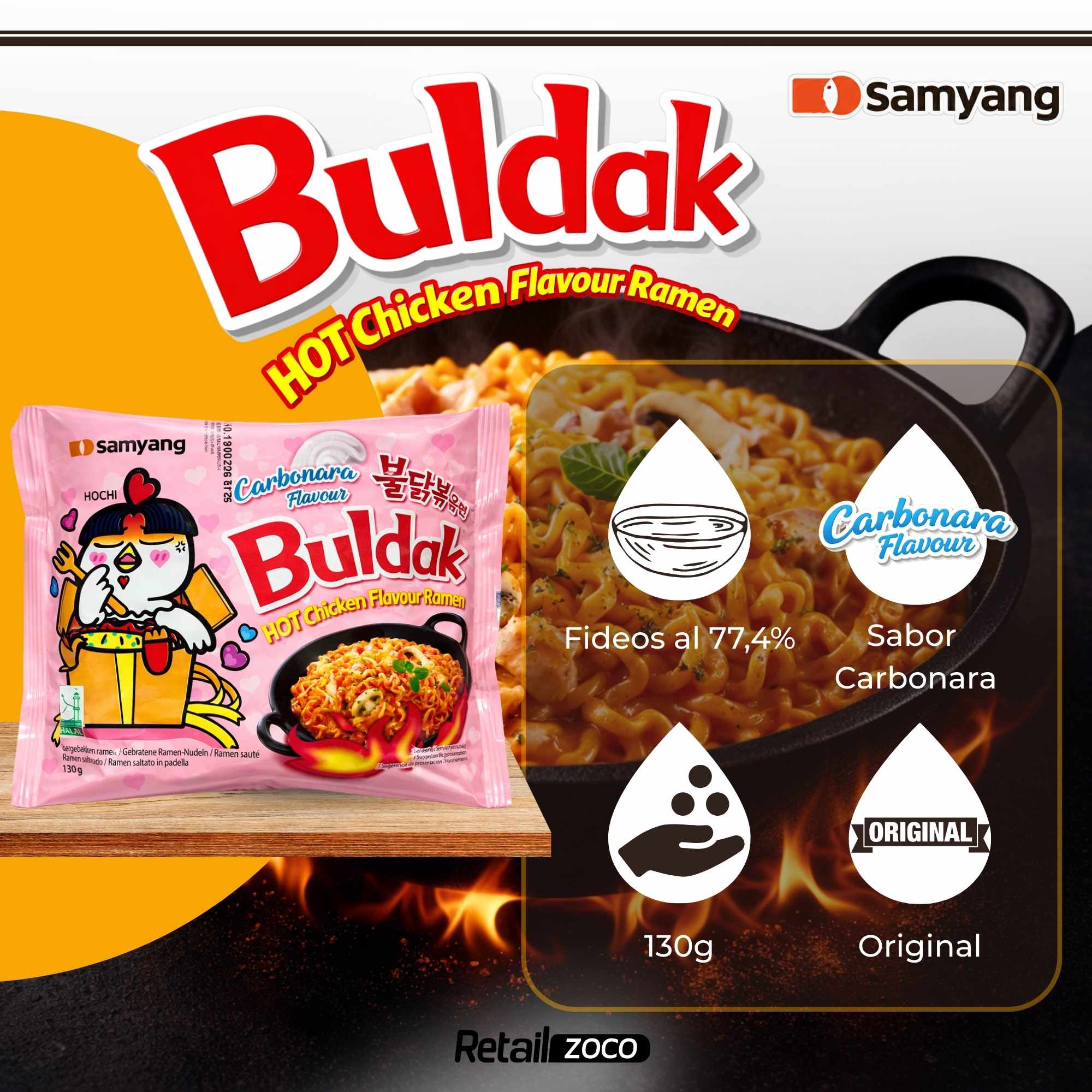 Hot Chicken Ramen Buldak Carbonara 130g - imagen 2