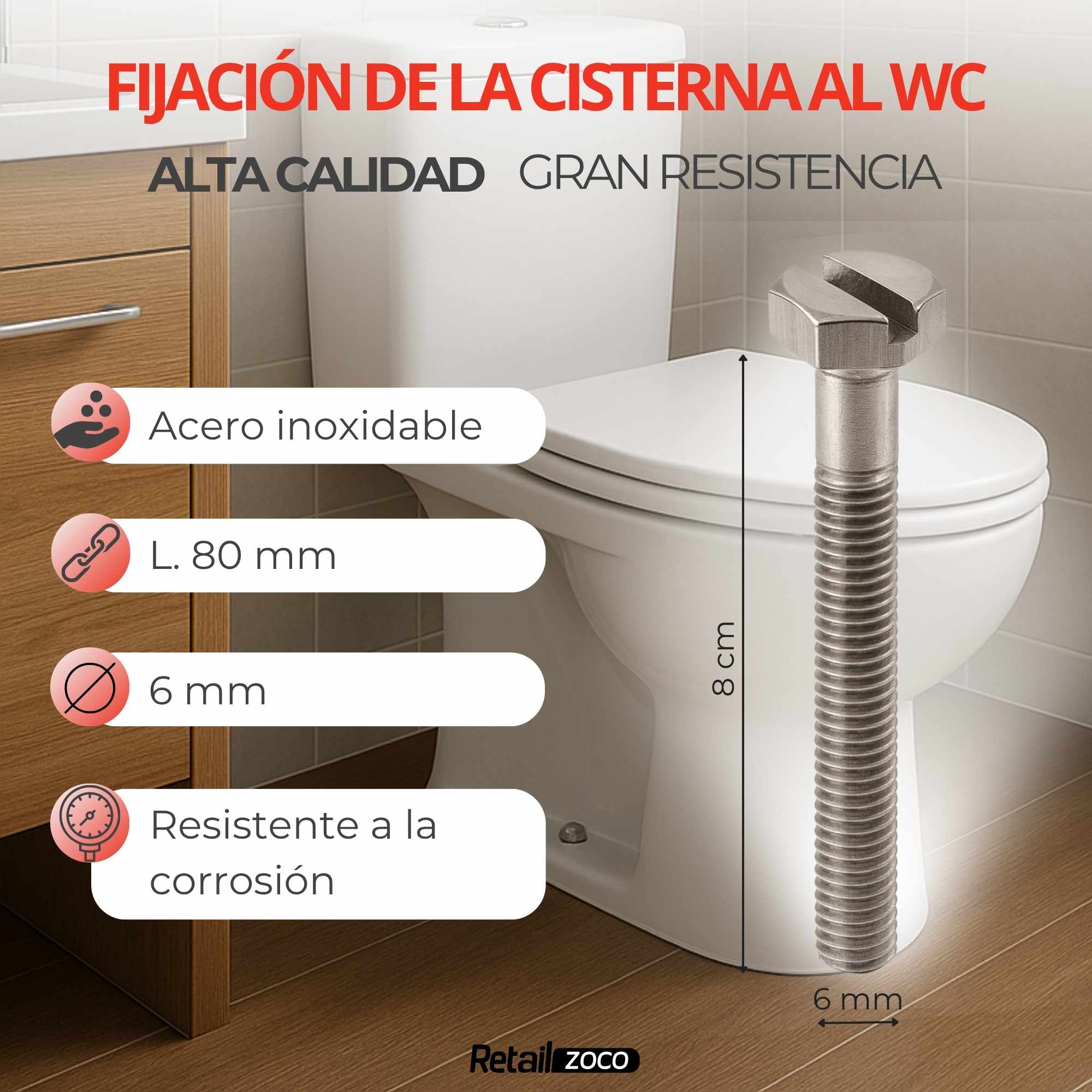 Tornillos para cisterna baja e inodoro - imagen 4
