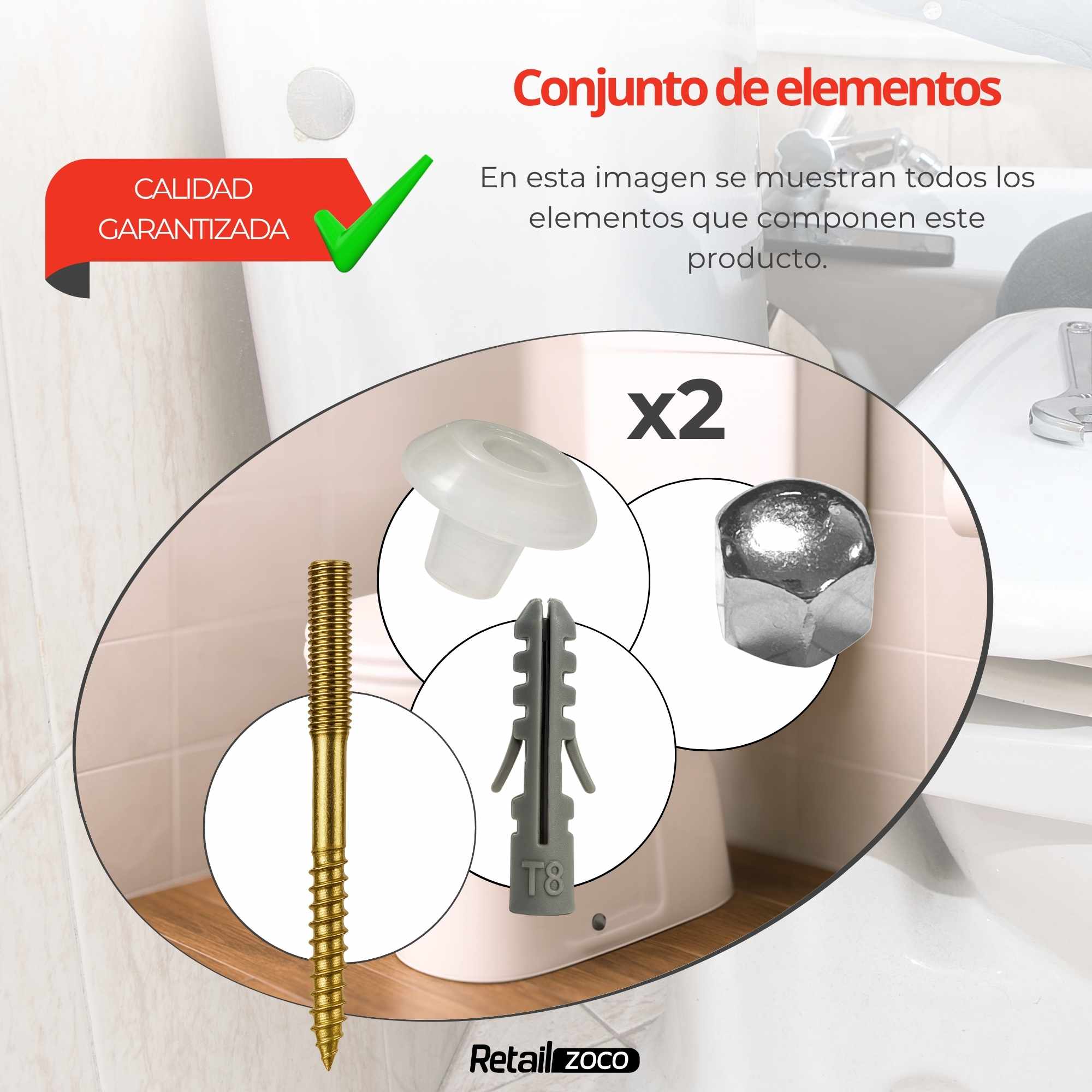 Juego de 2 tornillos para inodoro o bide vertical - imagen 5