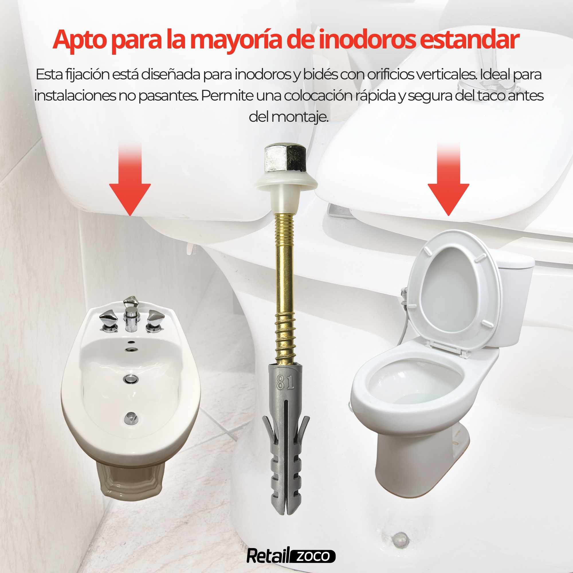 Juego de 2 tornillos para inodoro o bide vertical - imagen 6