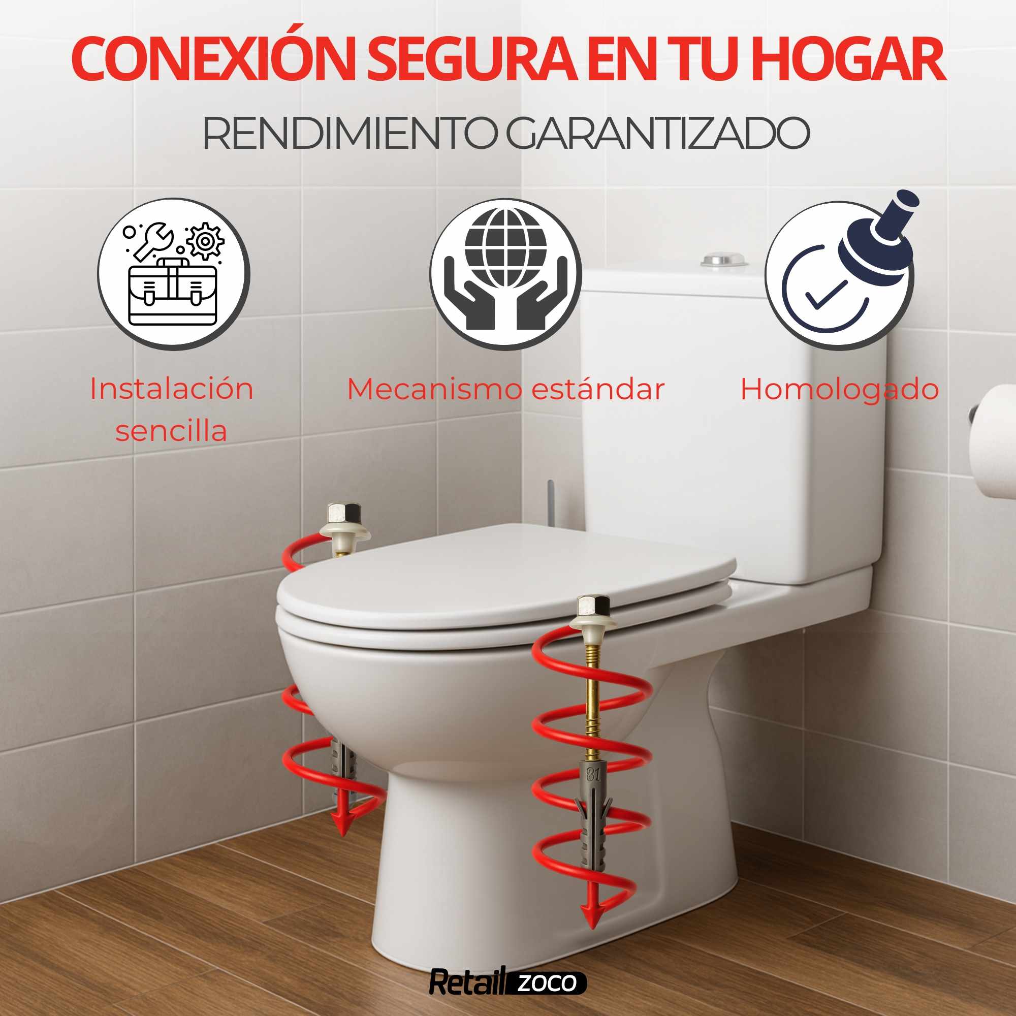 Juego de 2 tornillos para inodoro o bide vertical - imagen 3