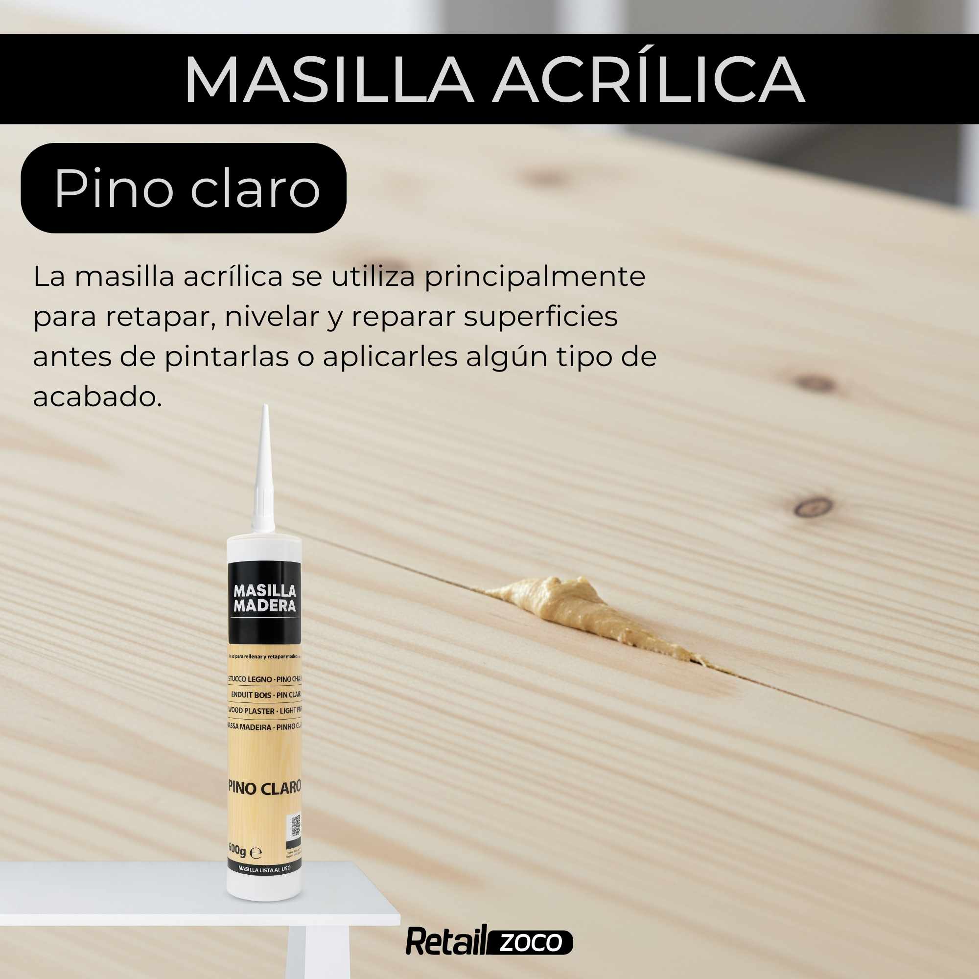 Masilla madera pino claro para pistola 400 gramos - imagen 2