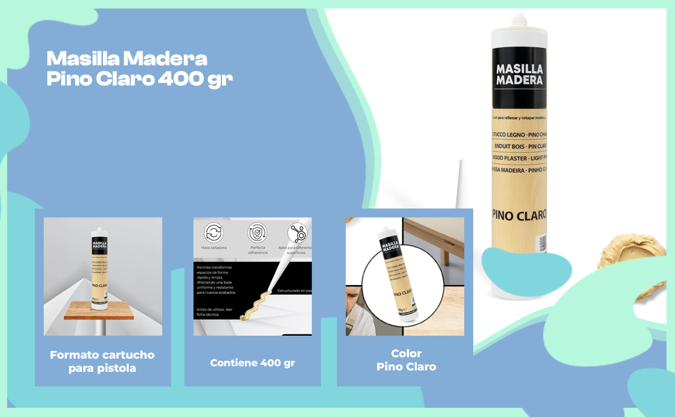 Banner - Masilla madera pino claro para pistola 400 gramos