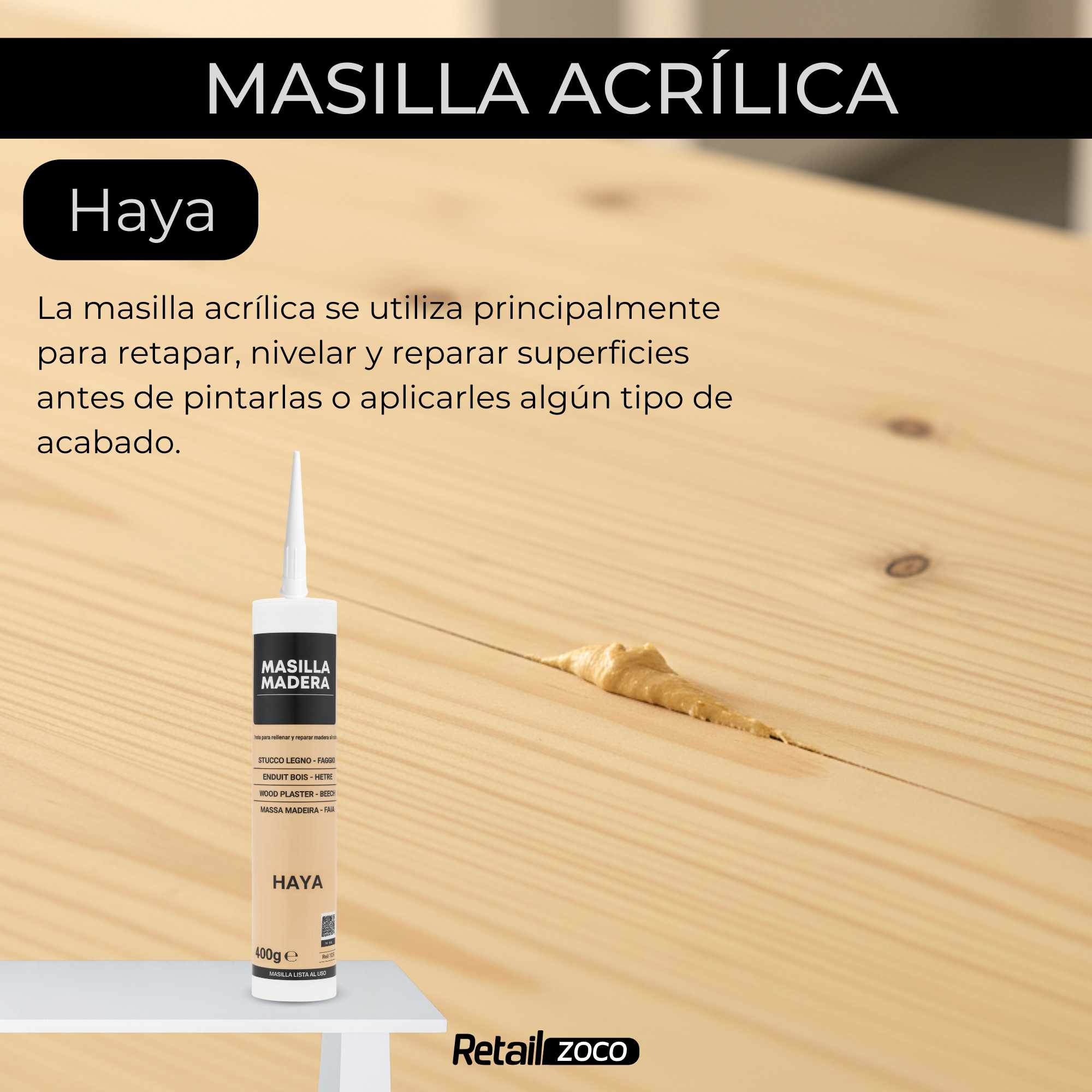 Masilla madera haya para pistola 400 gramos - imagen 2