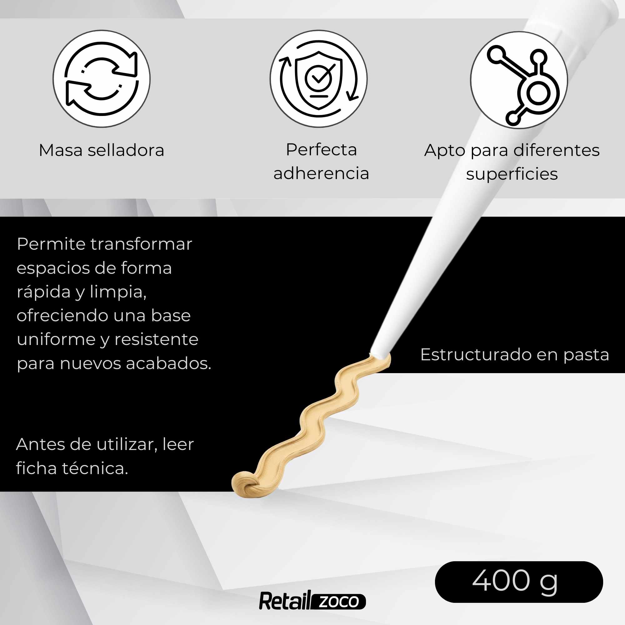 Masilla madera haya para pistola 400 gramos - imagen 5