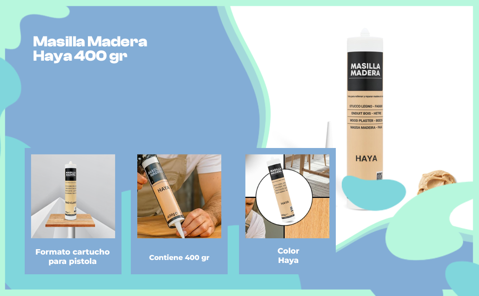 Banner - Masilla madera haya para pistola 400 gramos