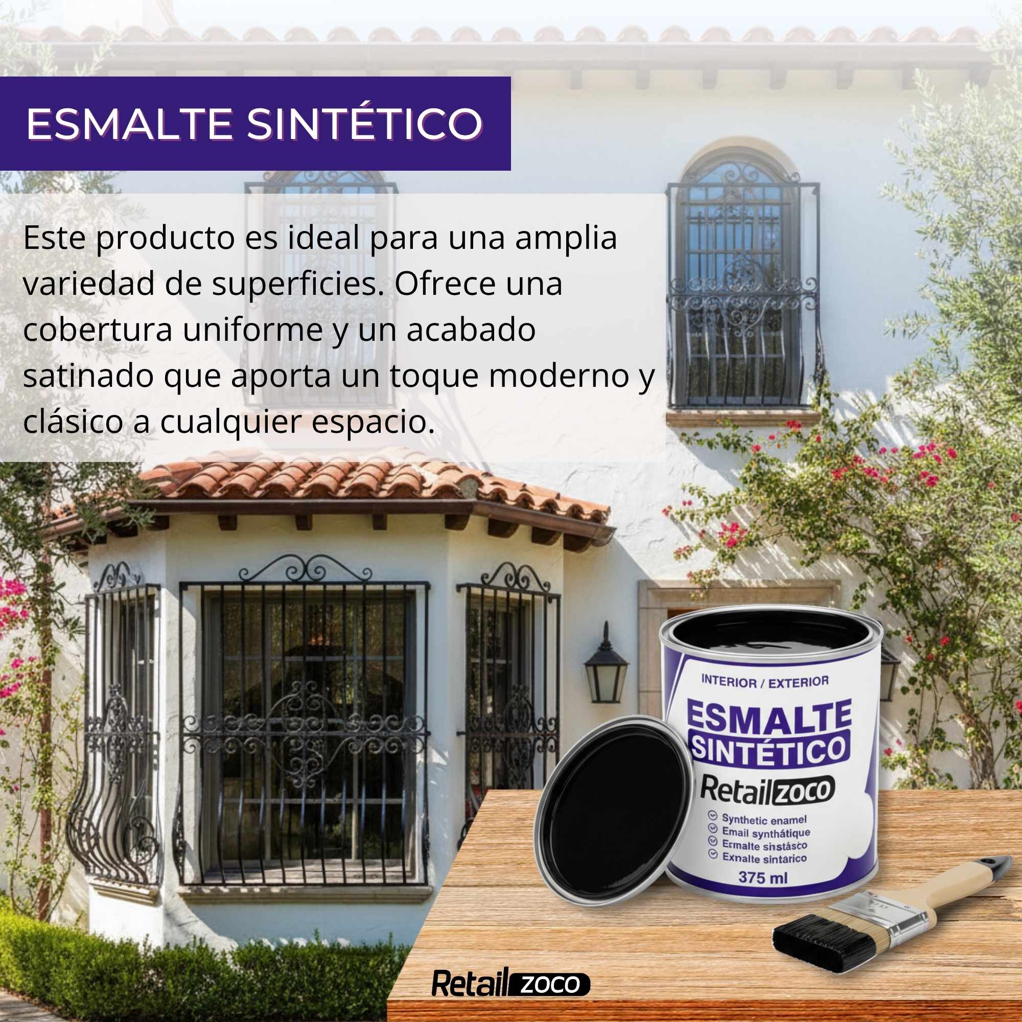 Esmalte sintético Negro Satinado 375 ml - imagen 2