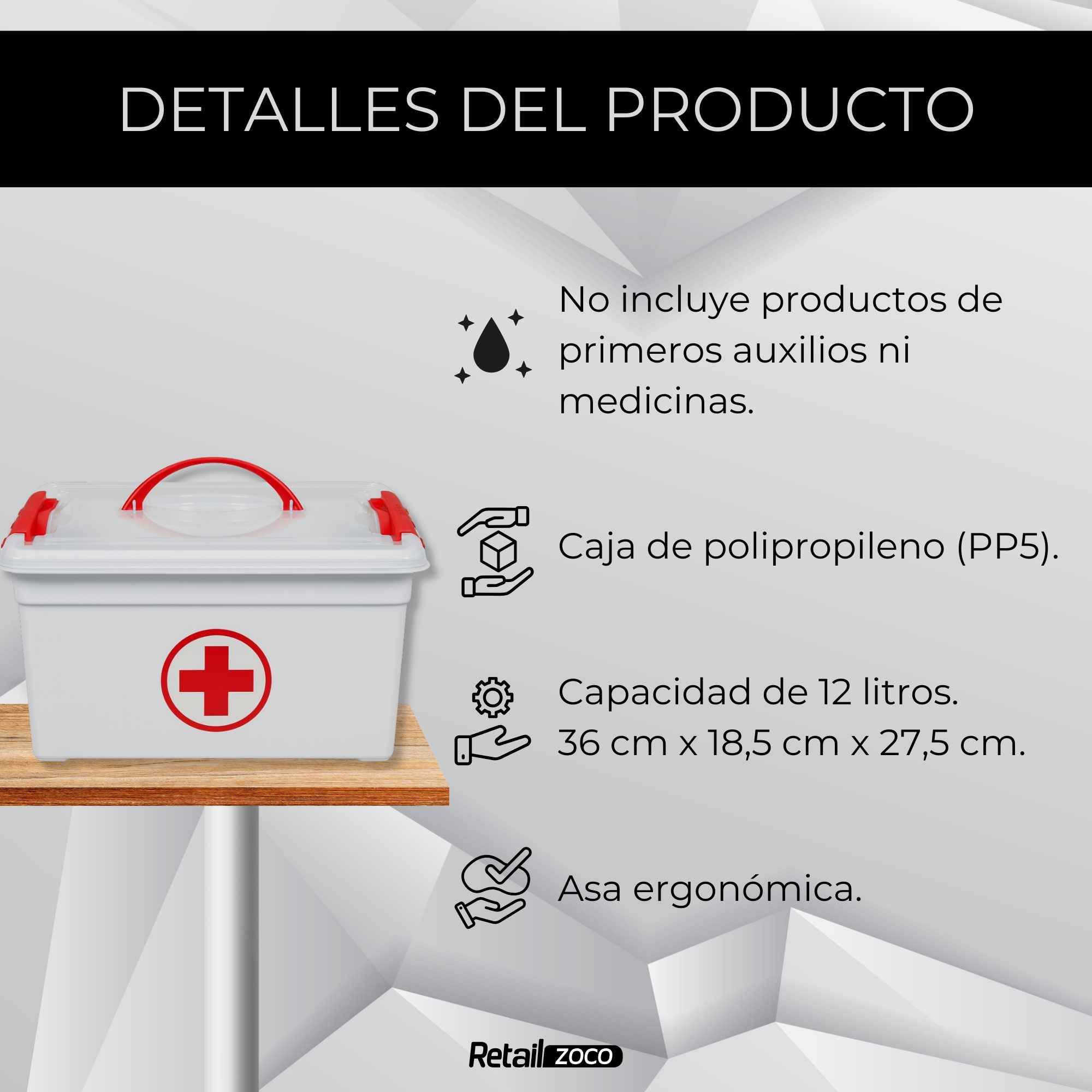 Caja botiquin Primeros Auxilios con Tapa y asa 12 Litros - imagen 3