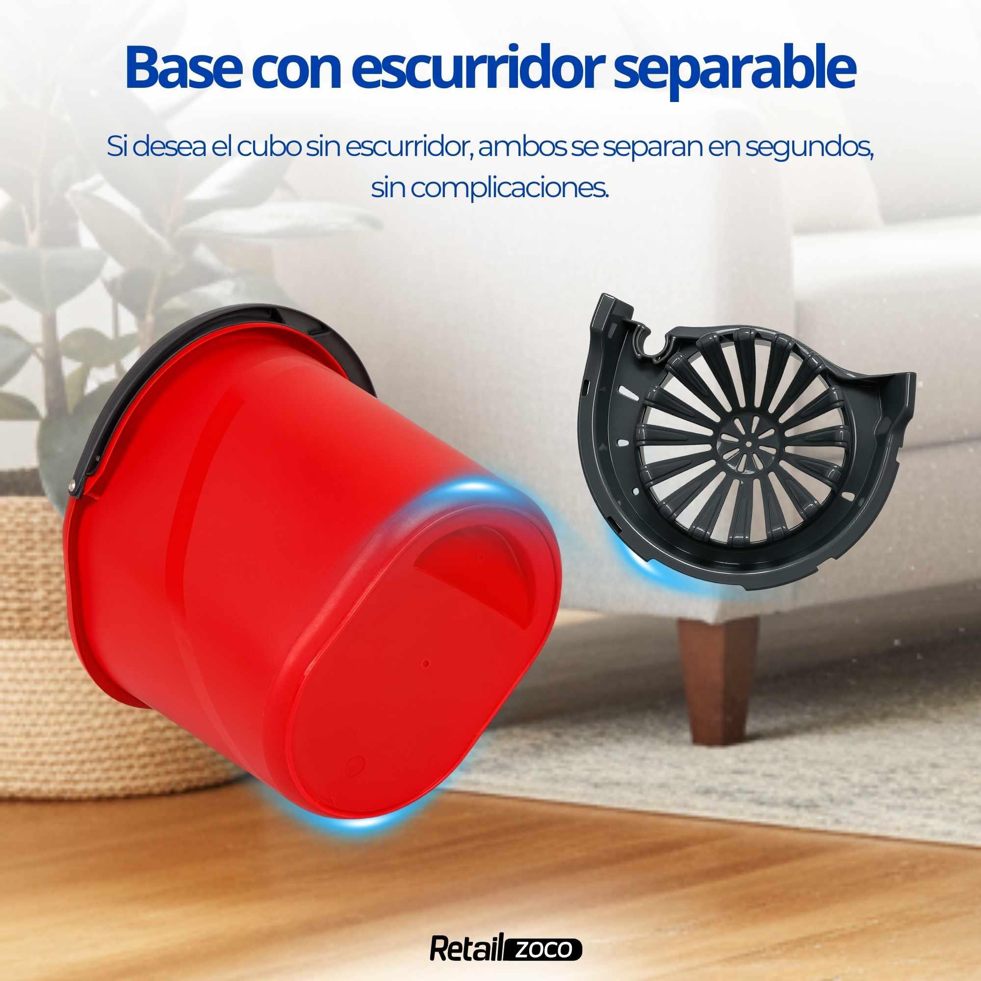 Cubo Fregona Escurrefacil Rojo y Negro - imagen 6