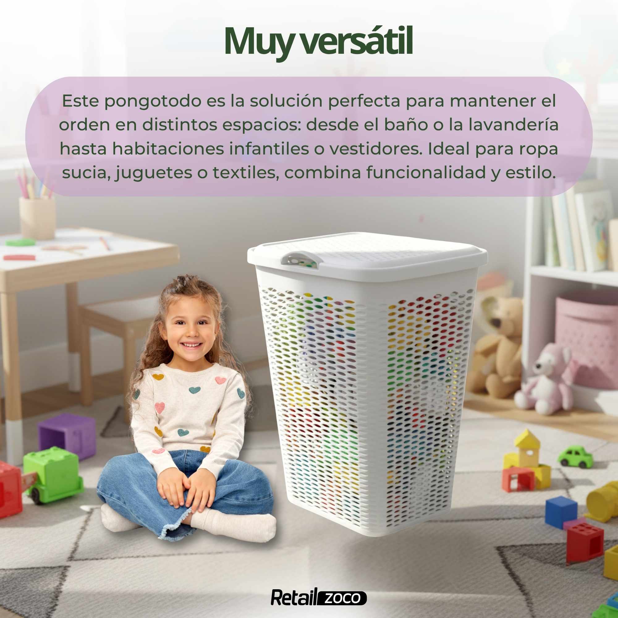 Baúl para la colada 51 Litros Blanco - imagen 5