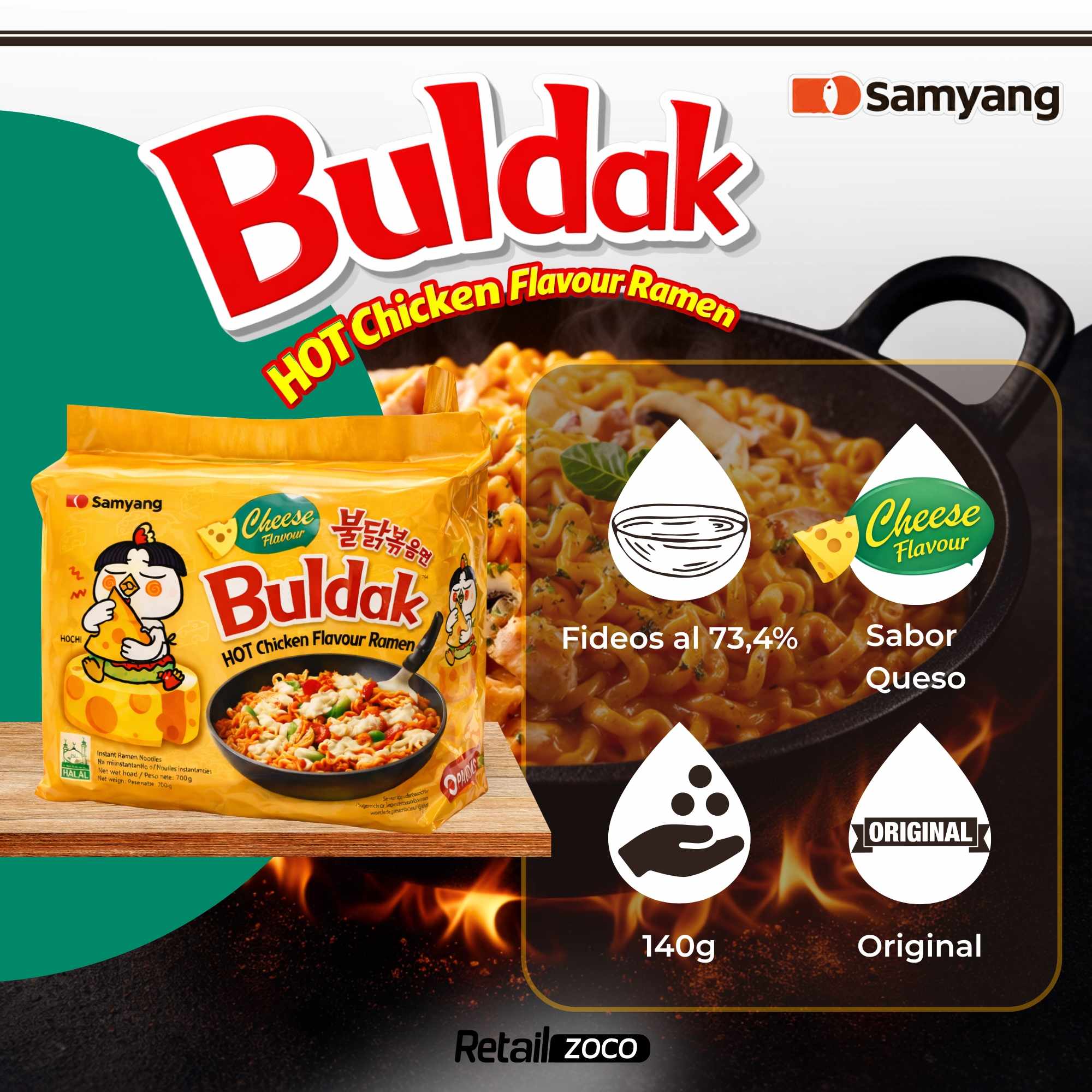 Hot Chicken Ramen Queso 140g - imagen 2