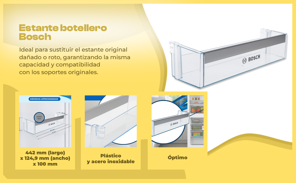 Banner - Estante Botellero Frigorífico compatible con Bosch código original 00744473