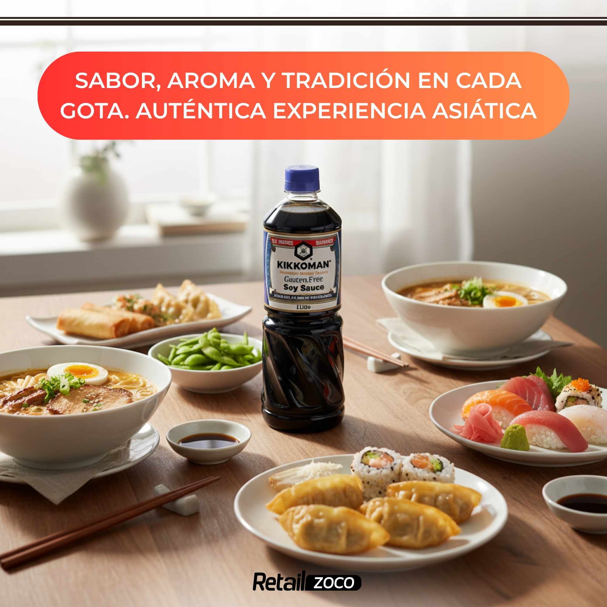 Salsa de Soja sin gluten Kikkoman 1000 ml - imagen 6