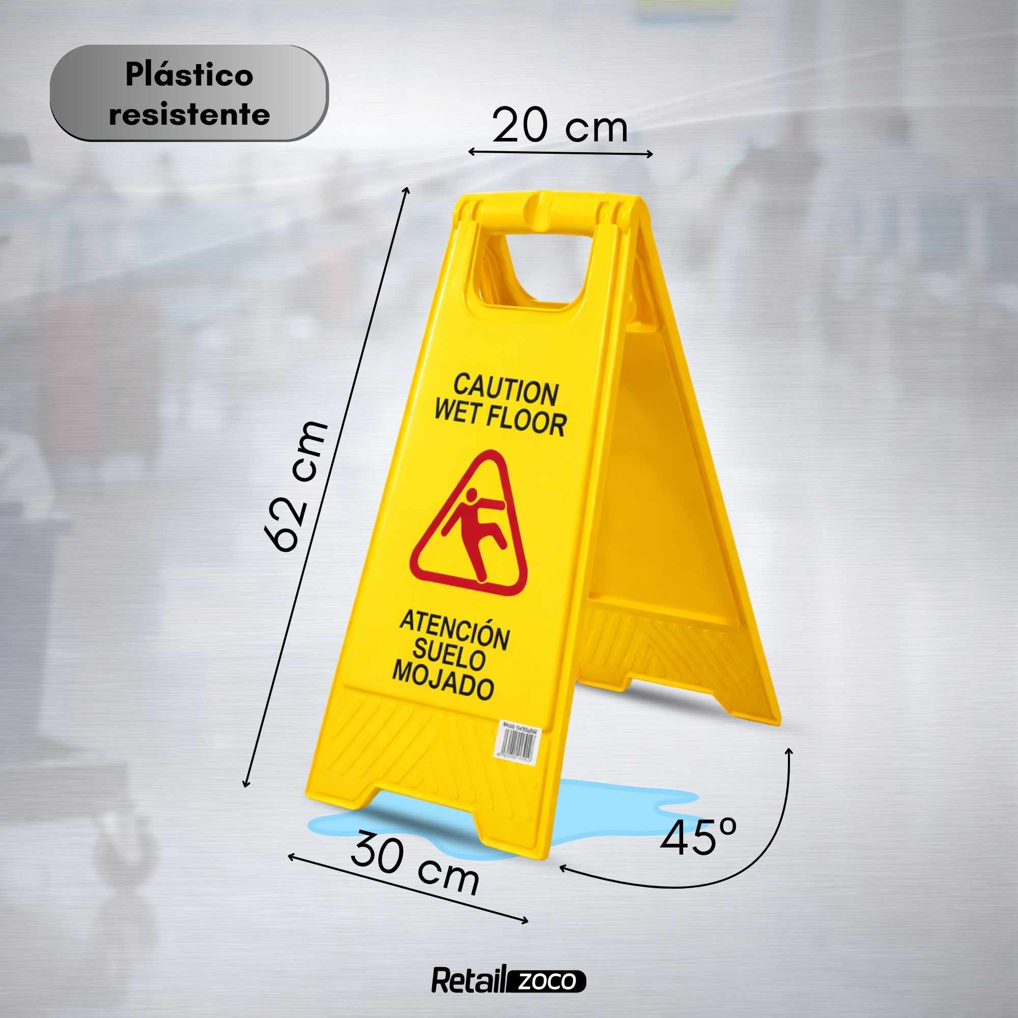 Señal de Suelo Mojado plegable Español e Inglés - imagen 3