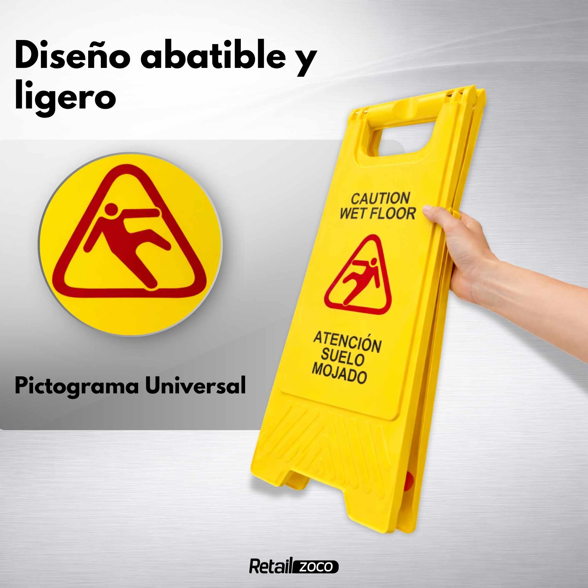 Señal de Suelo Mojado plegable Español e Inglés - imagen 5
