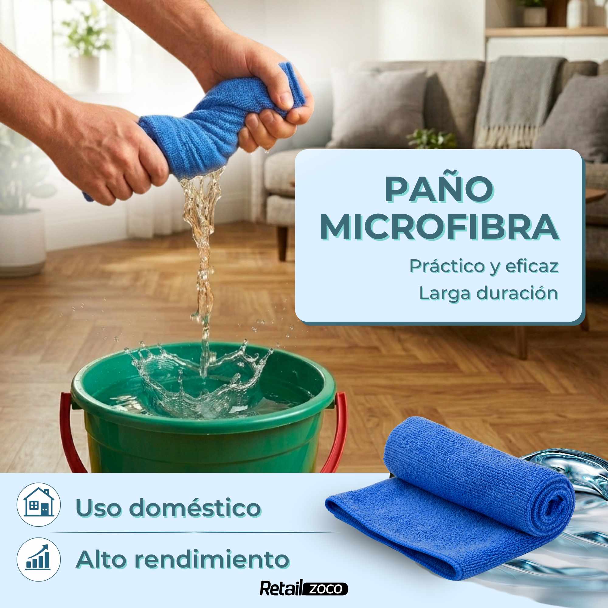 Paño de microfibra 30x40 cm azul - imagen 2
