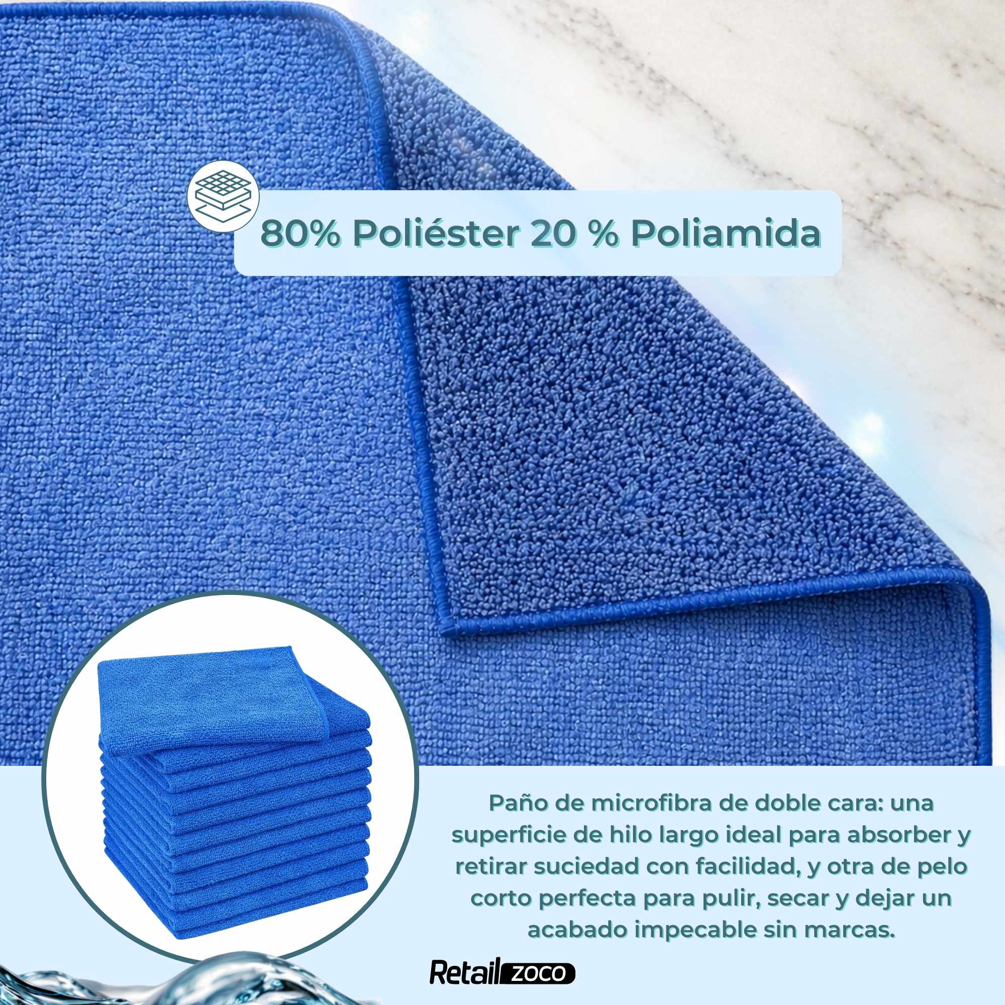 Paño de microfibra 30x40 cm azul - imagen 4
