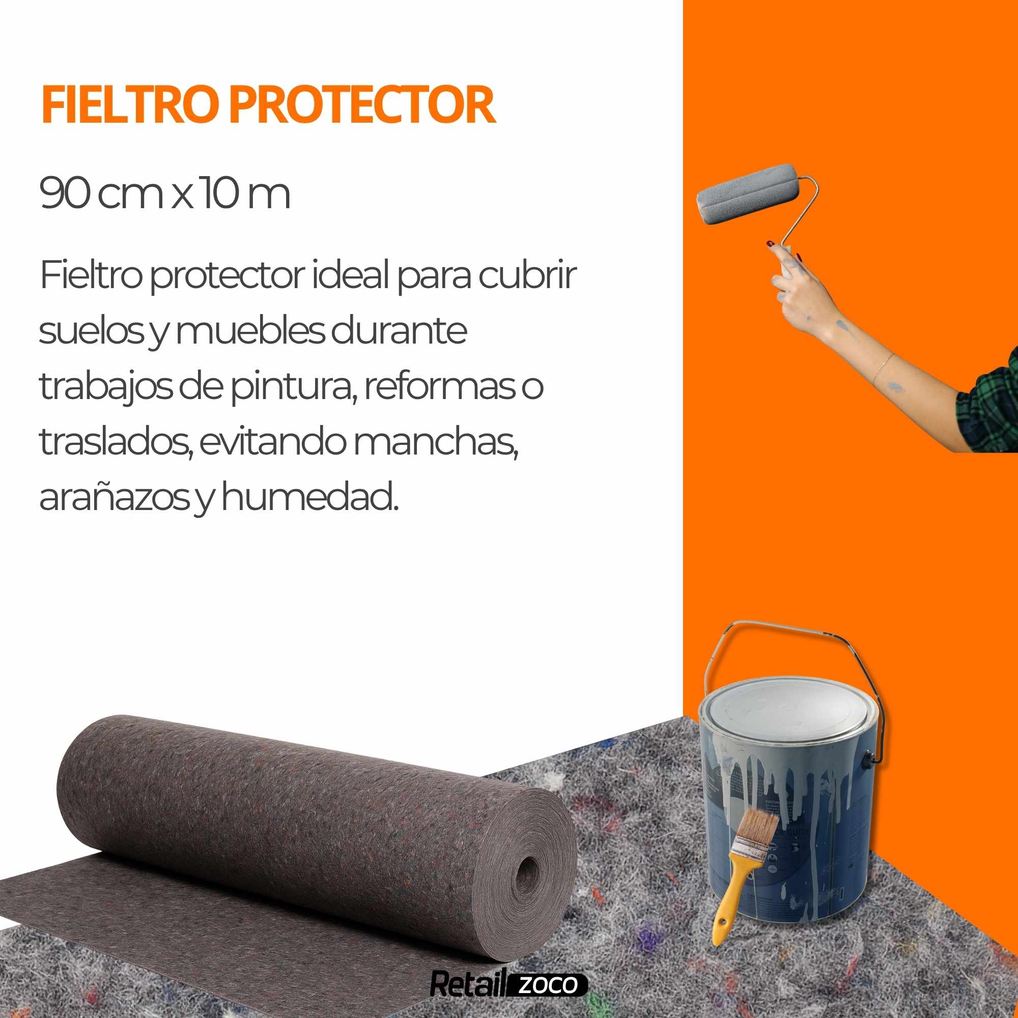 Fieltro Protector de Suelos Pintor 90 cm x 10 Metros - imagen 2