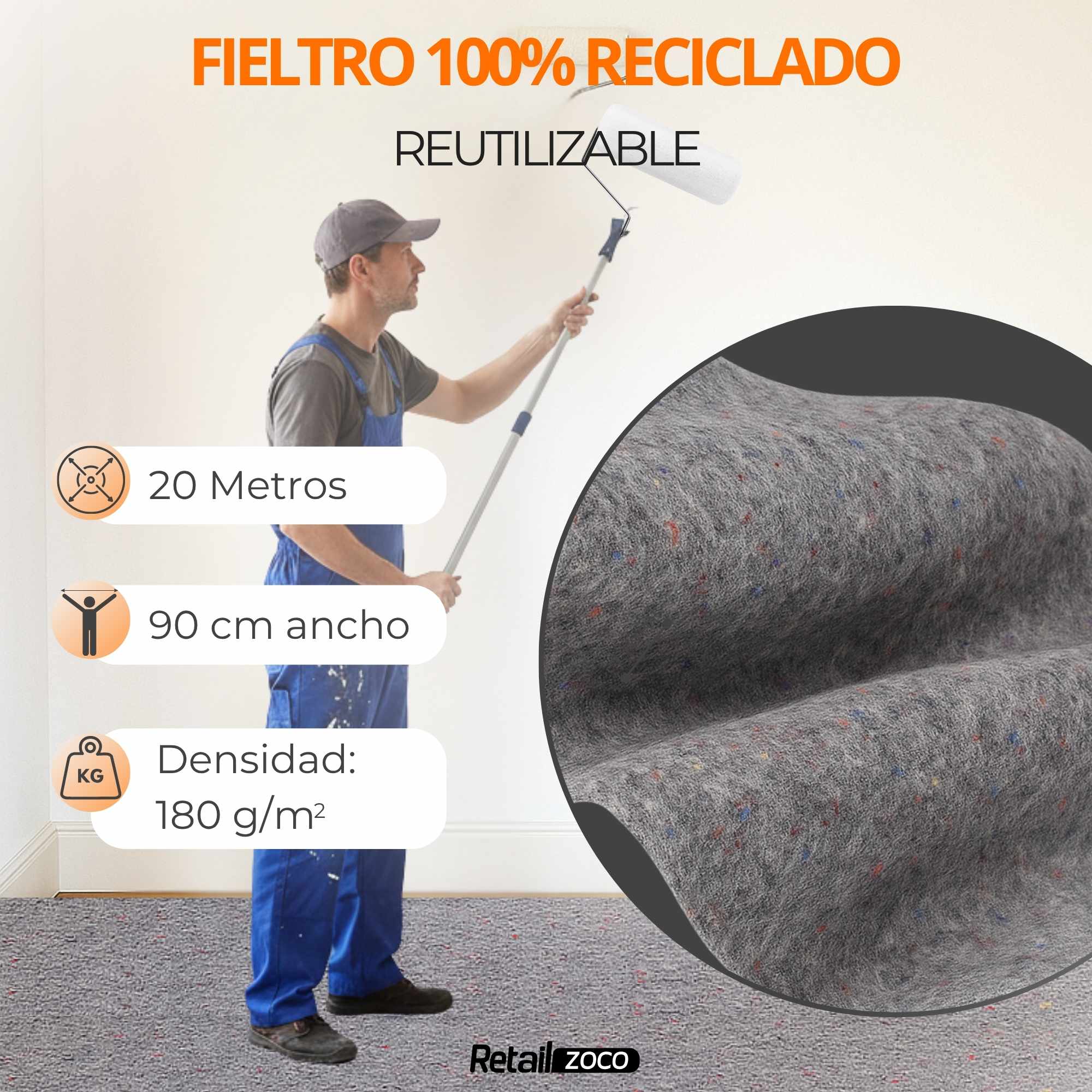 Fieltro Protector de Suelos Pintor 90 cm x 20 Metros - imagen 4