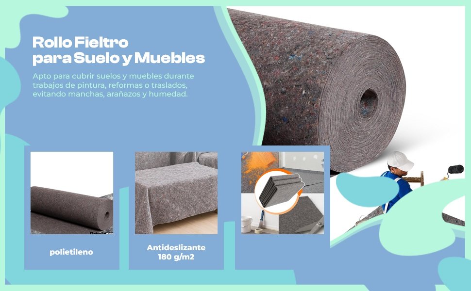 Banner - Fieltro Protector de Suelos Pintor 90 cm x 20 Metros